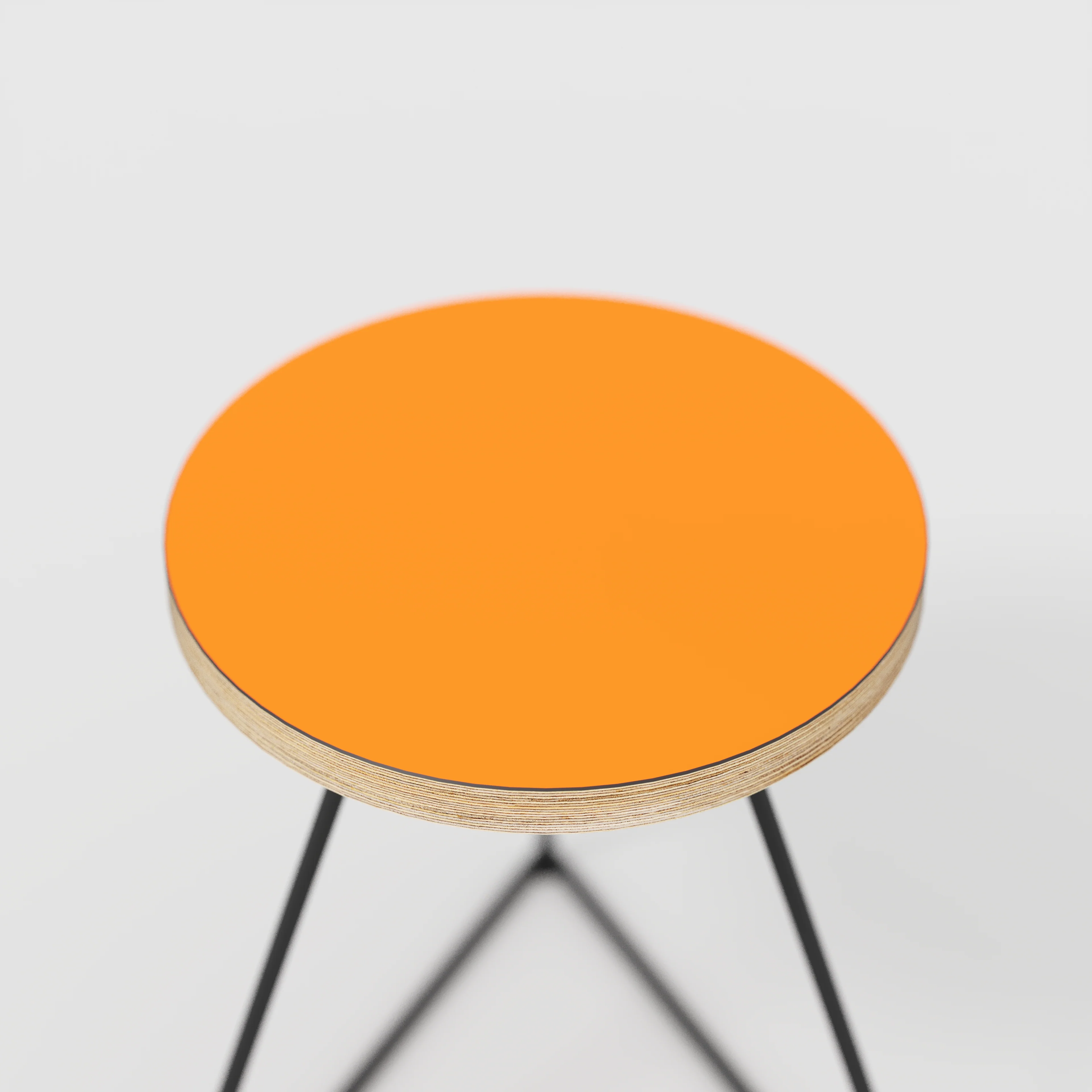 Plywood Stool with Black Prism Base - Formica Levante Orange - Image 4