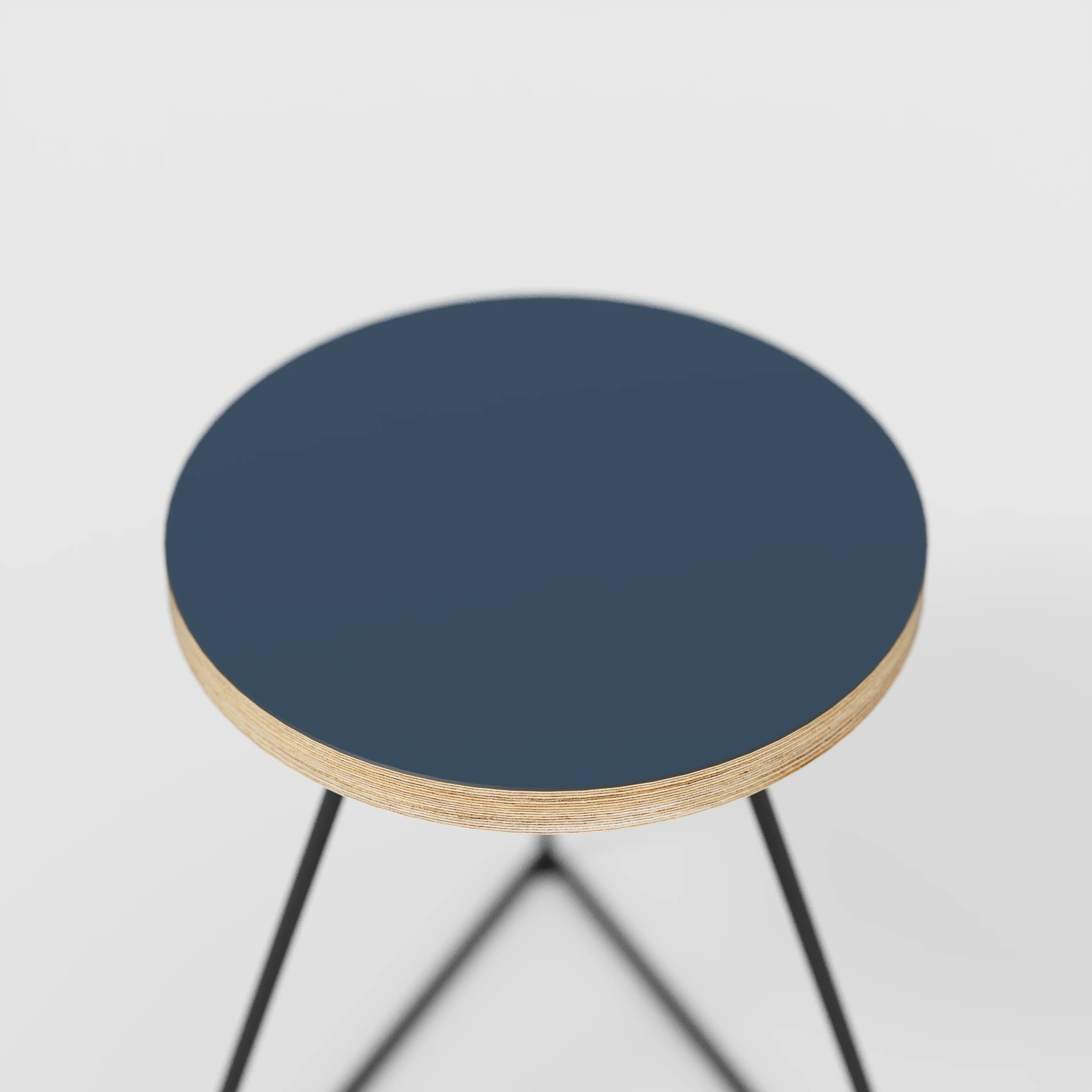 Plywood Stool with Black Prism Base - Formica Night Sea Blue - Image 4