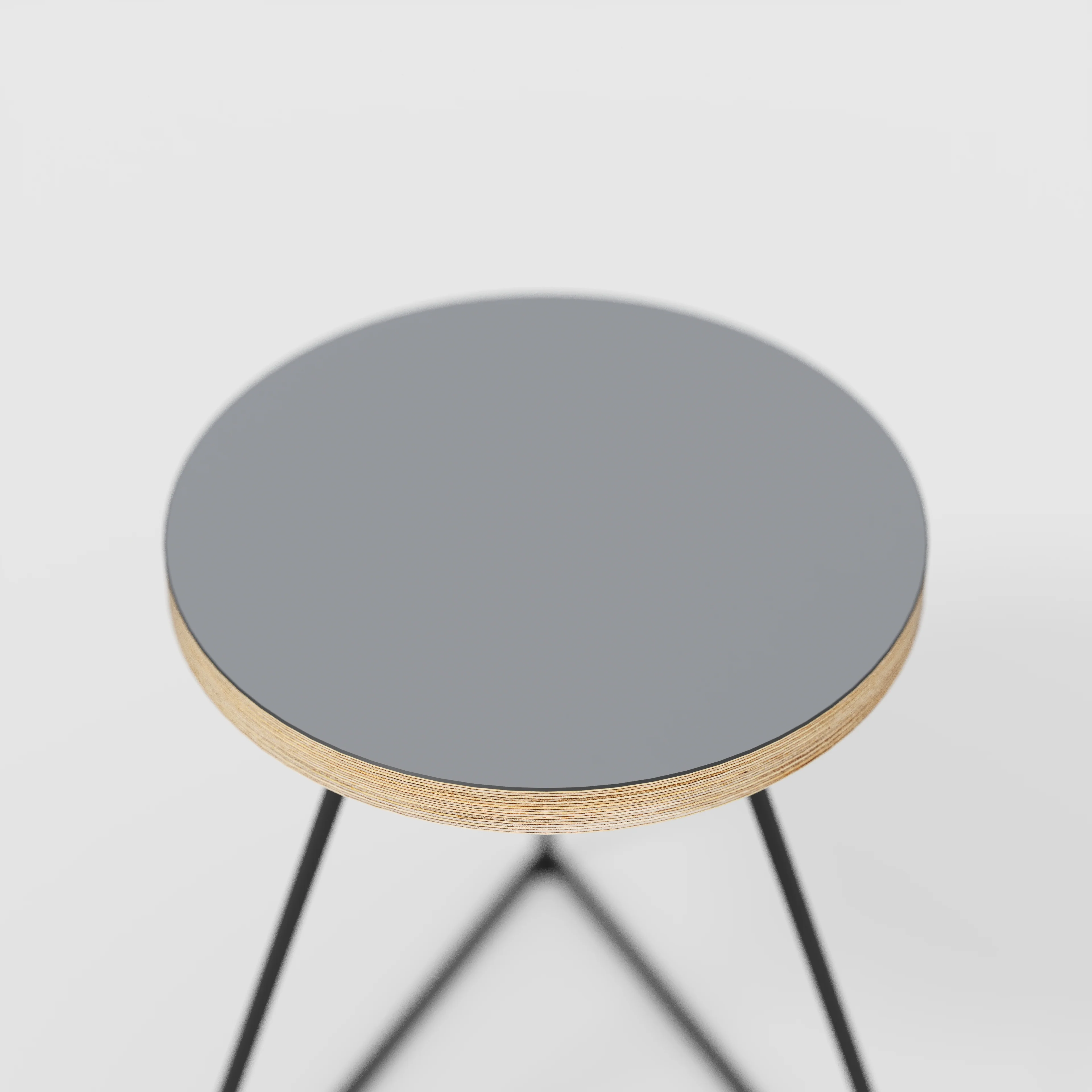 Plywood Stool with Black Prism Base - Formica Tornado Grey - Image 4