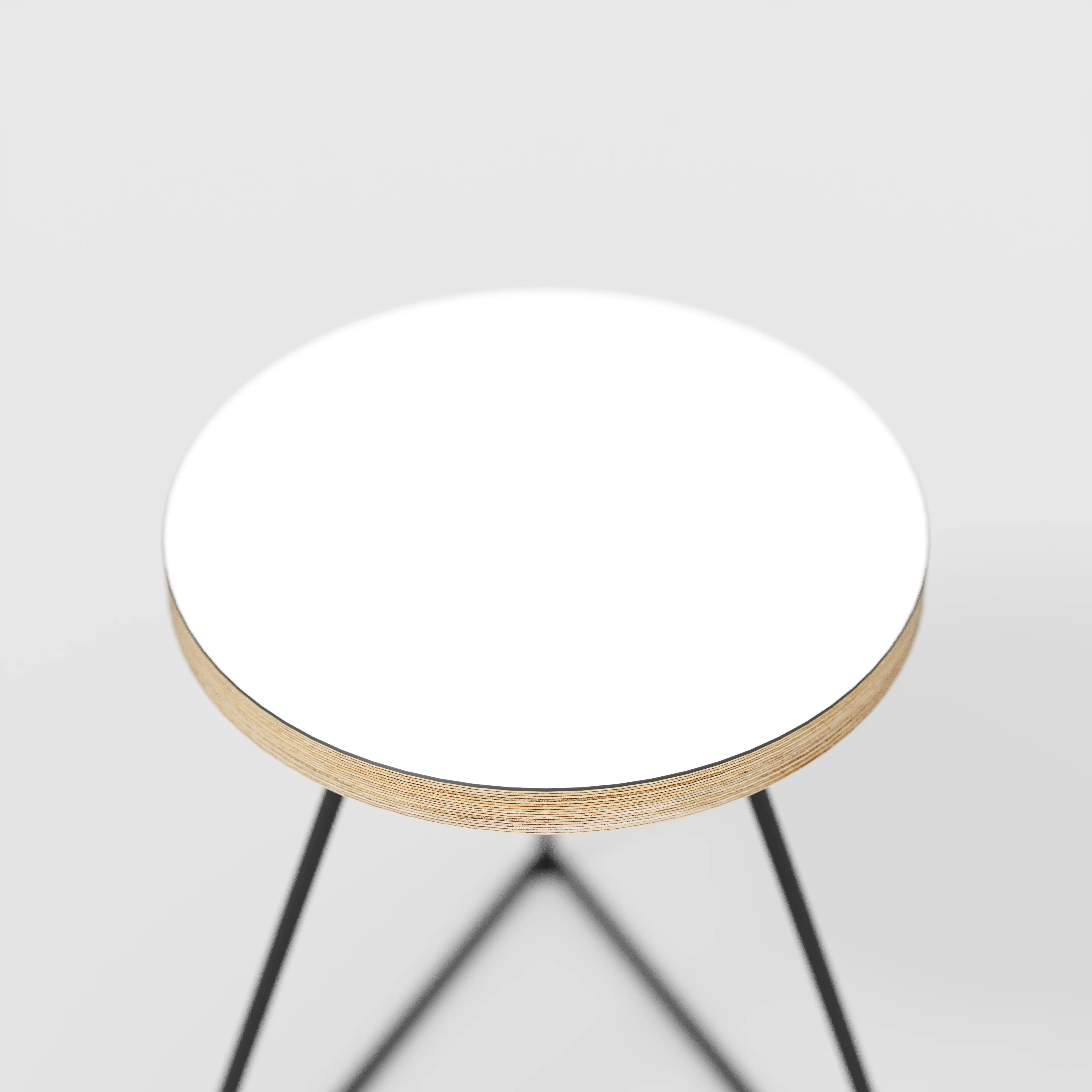 Plywood Stool with Black Prism Base - Formica White - Image 4