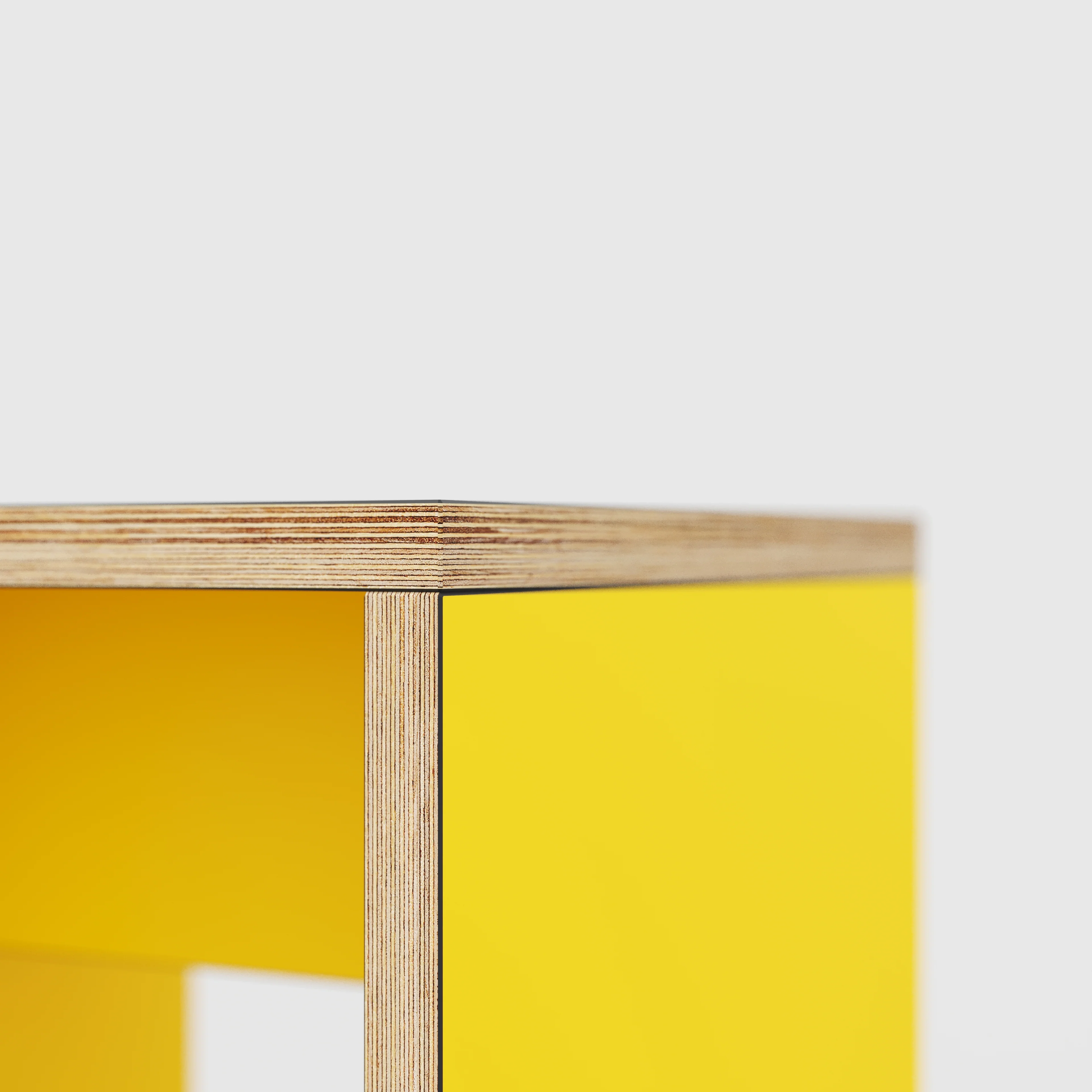 Plywood Stool with Solid Sides - Formica Chrome Yellow - 400(w) x 400(d) x 450(h) - Image 4