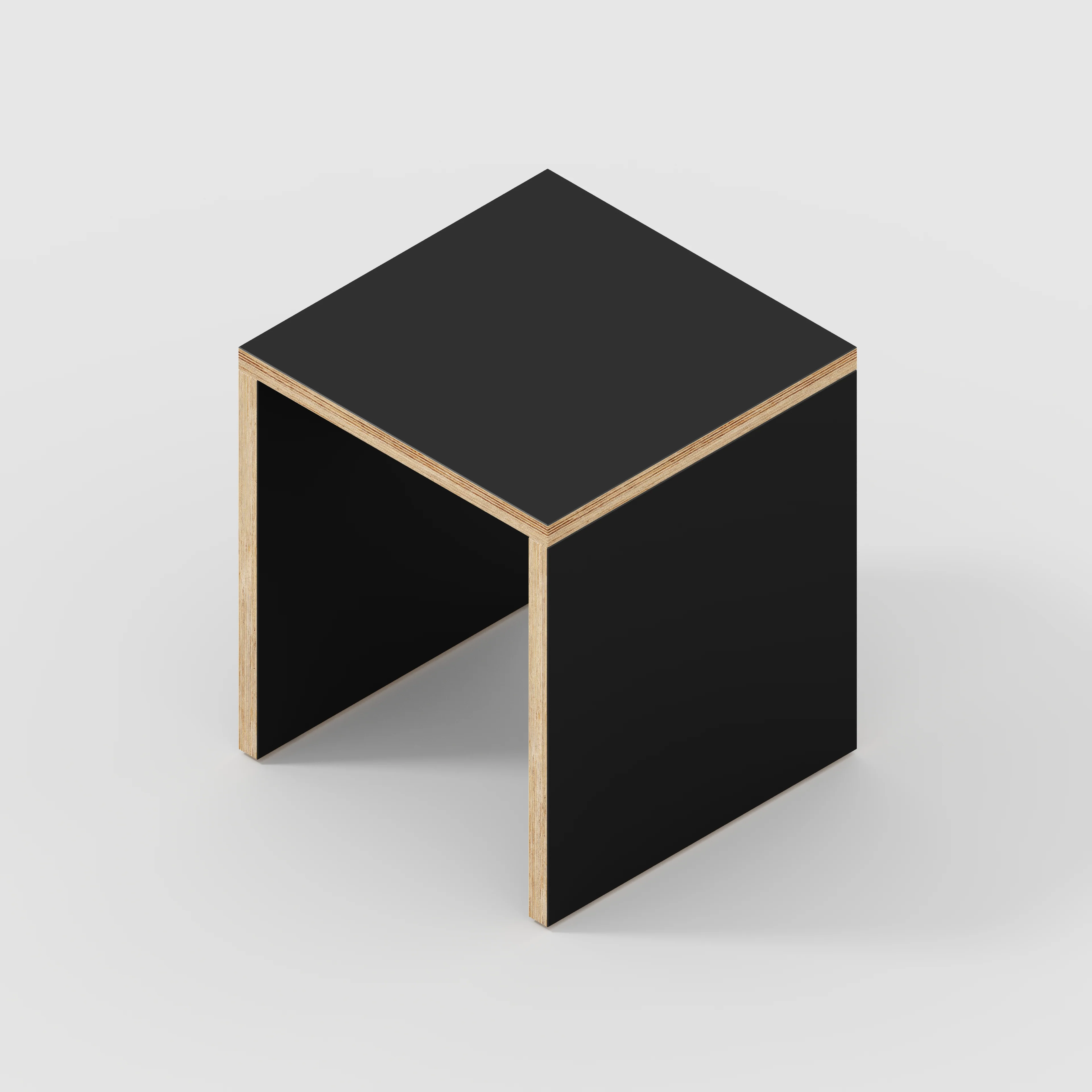 Plywood Stool with Solid Sides - Formica Diamond Black - 400(w) x 400(d) x 450(h) - Image 3