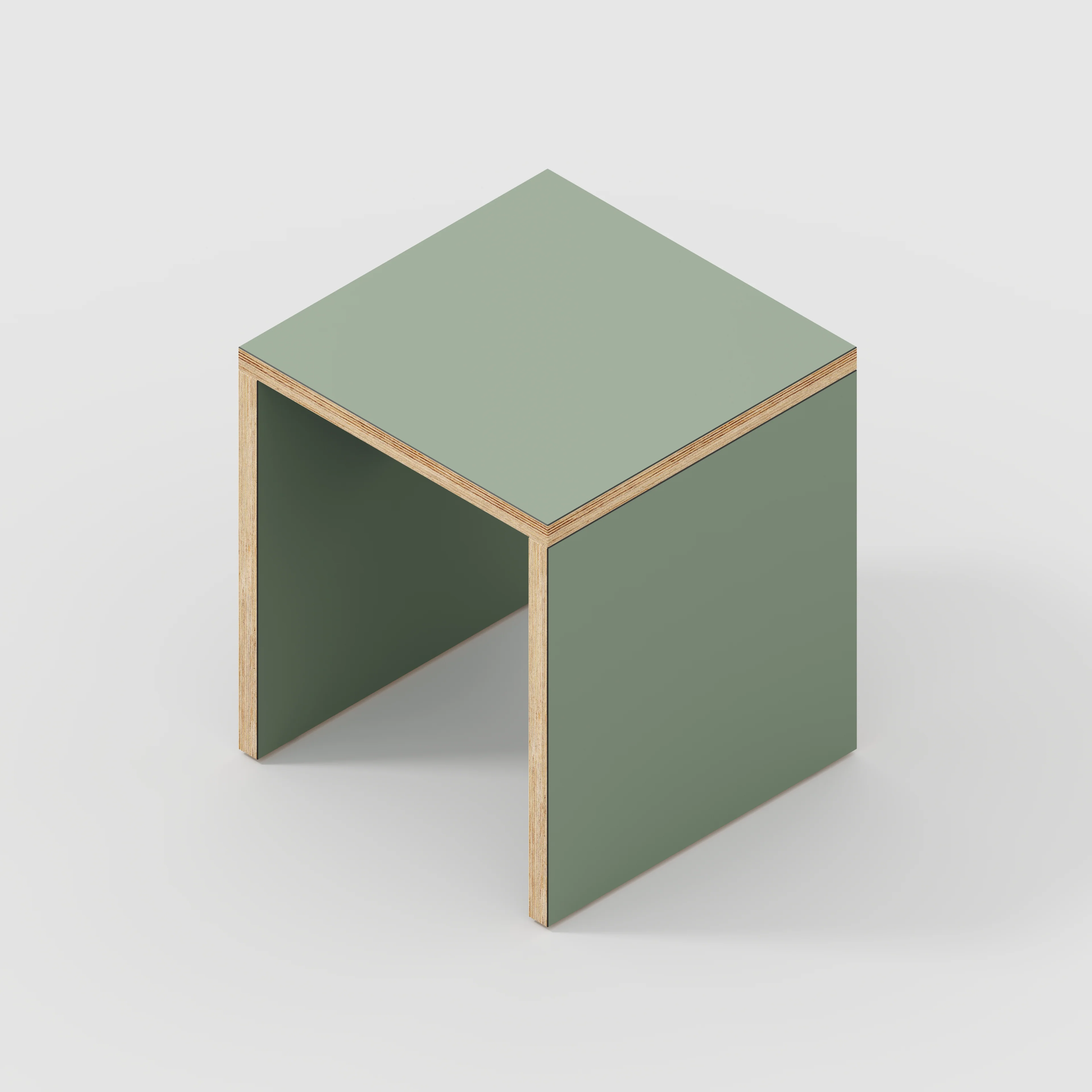 Plywood Stool with Solid Sides - Formica Green Slate - 400(w) x 400(d) x 450(h) - Image 3