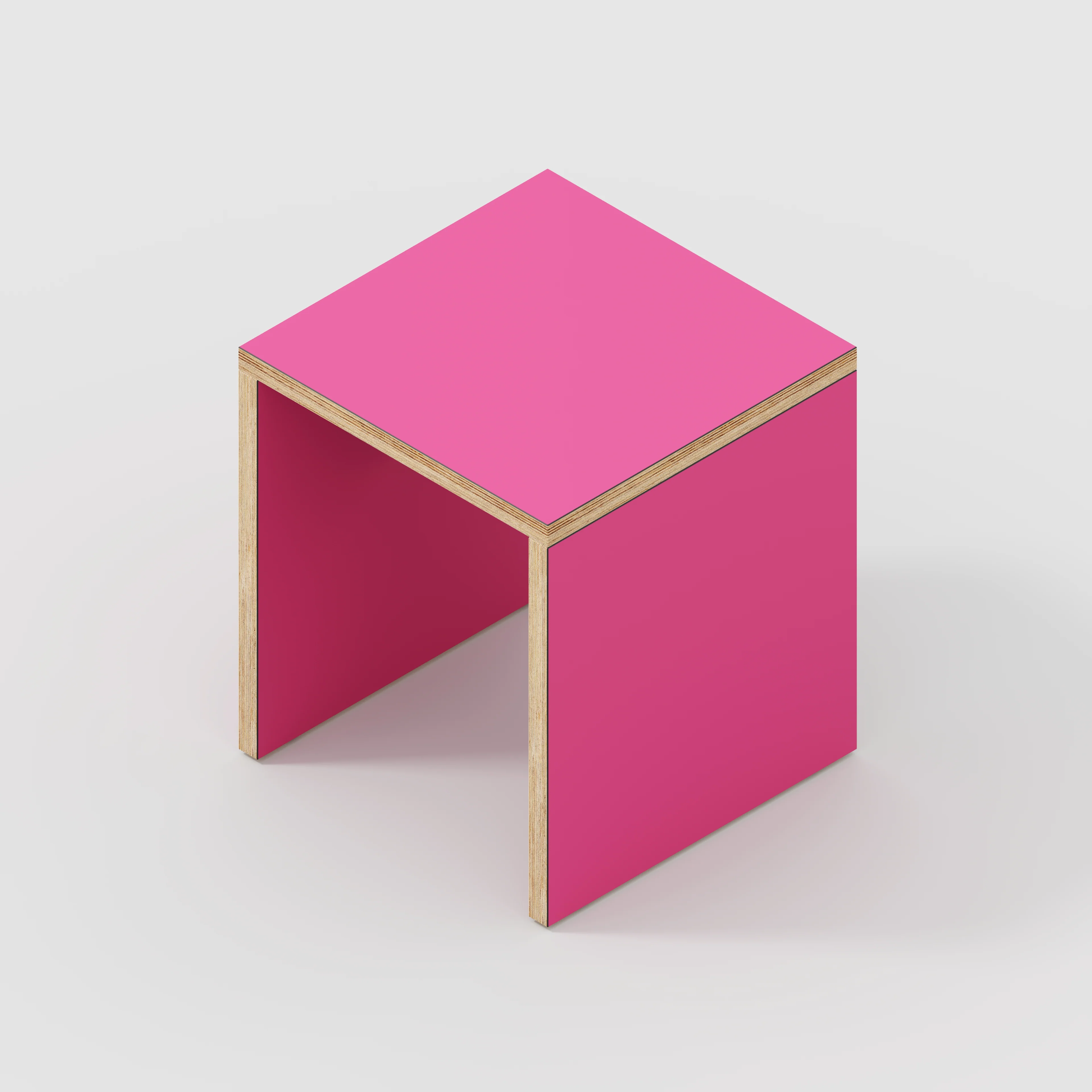 Plywood Stool with Solid Sides - Formica Juicy Pink - 400(w) x 400(d) x 450(h) - Image 3