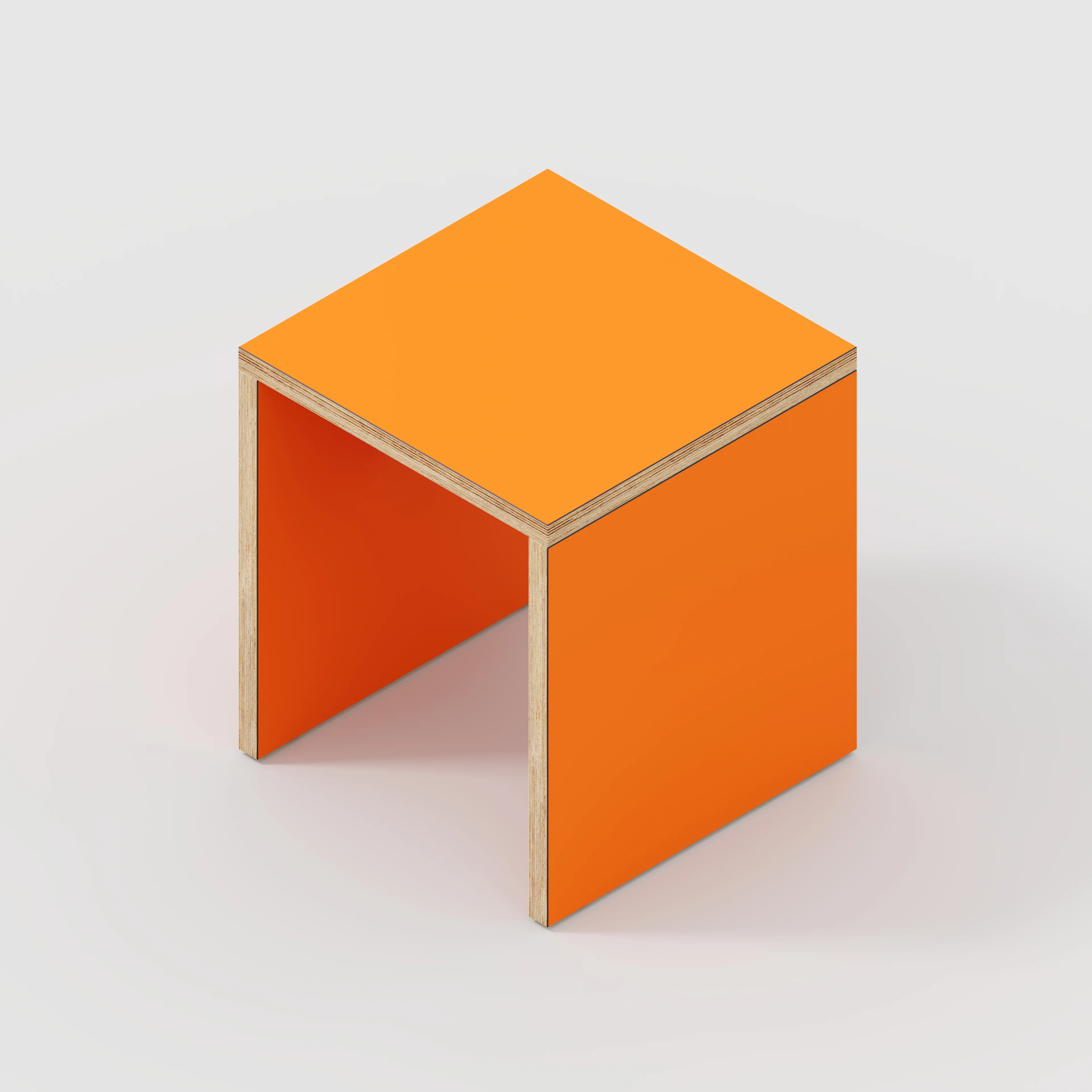 Plywood Stool with Solid Sides - Formica Levante Orange - 400(w) x 400(d) x 450(h) - Image 3