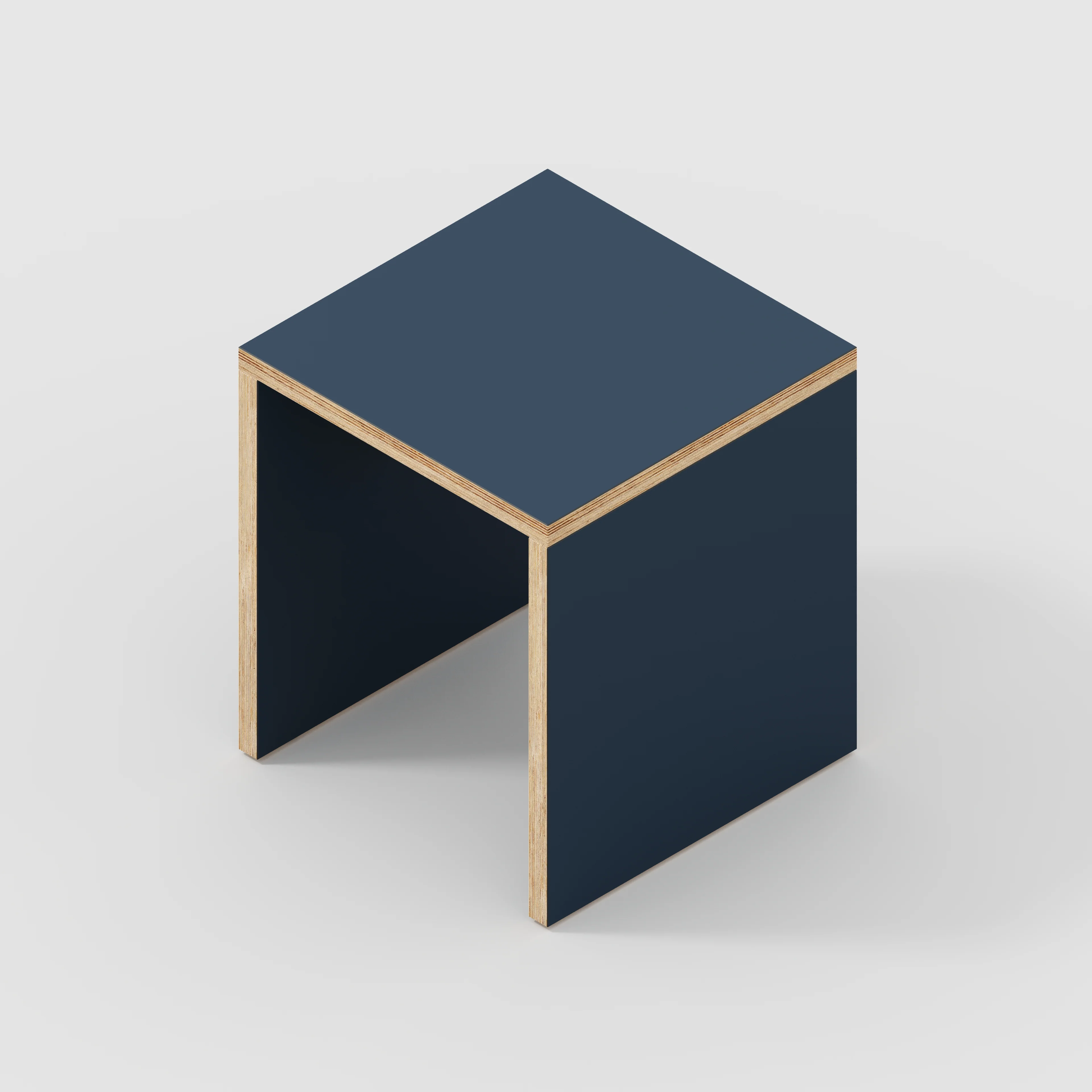 Plywood Stool with Solid Sides - Formica Night Sea Blue - 400(w) x 400(d) x 450(h) - Image 3