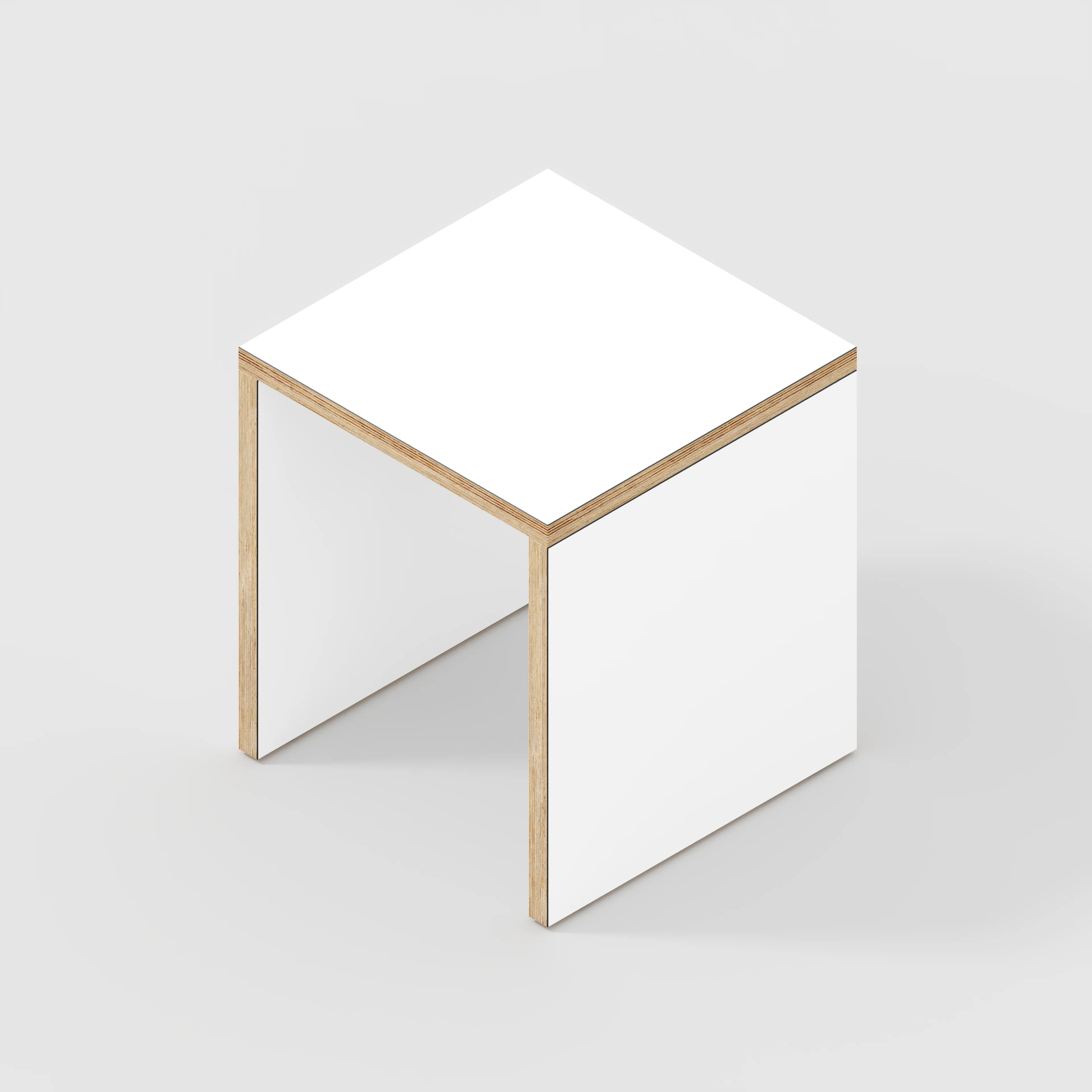 Plywood Stool with Solid Sides - Formica White - 400(w) x 400(d) x 450(h) - Image 3