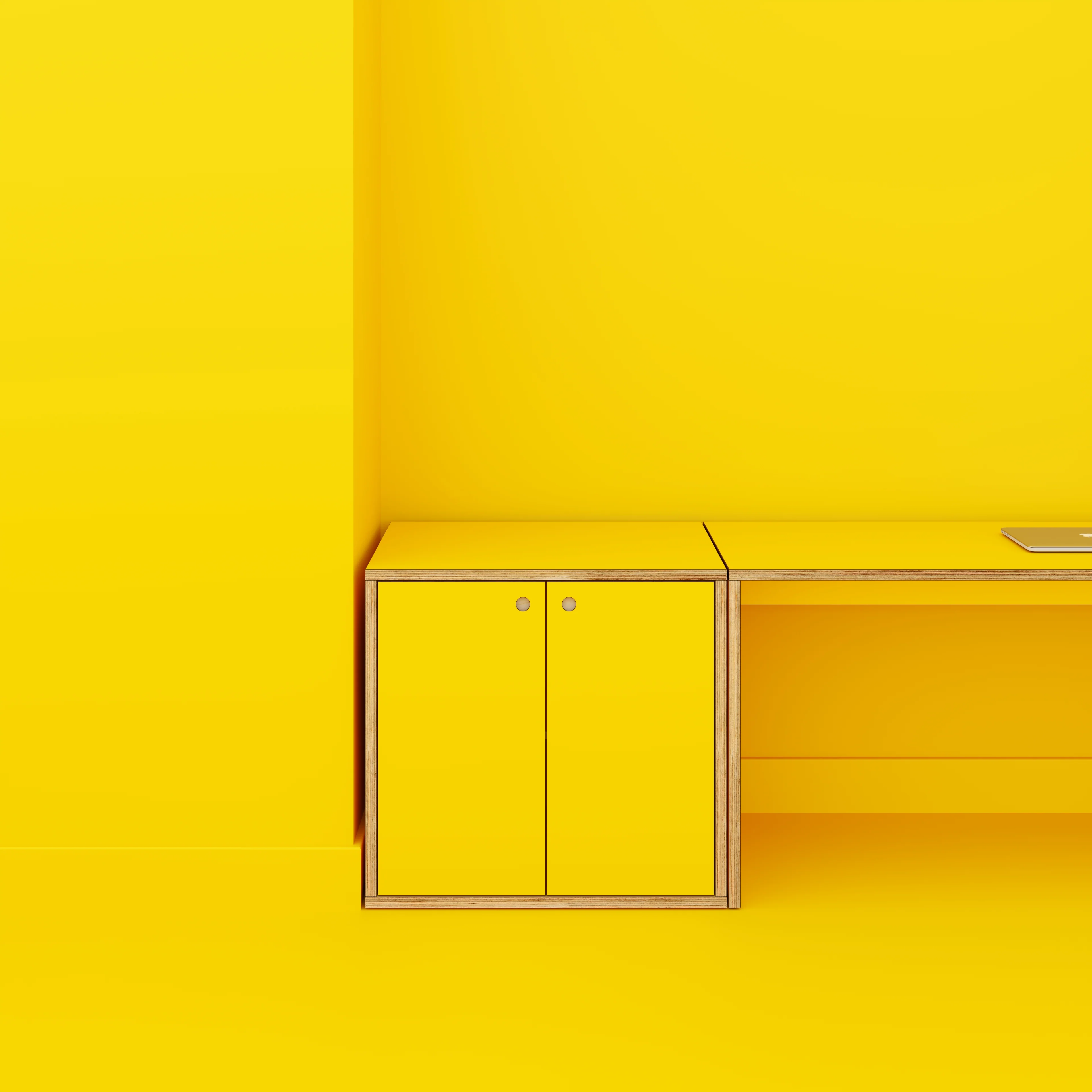 Plywood Storage with Doors - Formica Chrome Yellow - 800(w) x 600(d) x 750(h) - Image 2