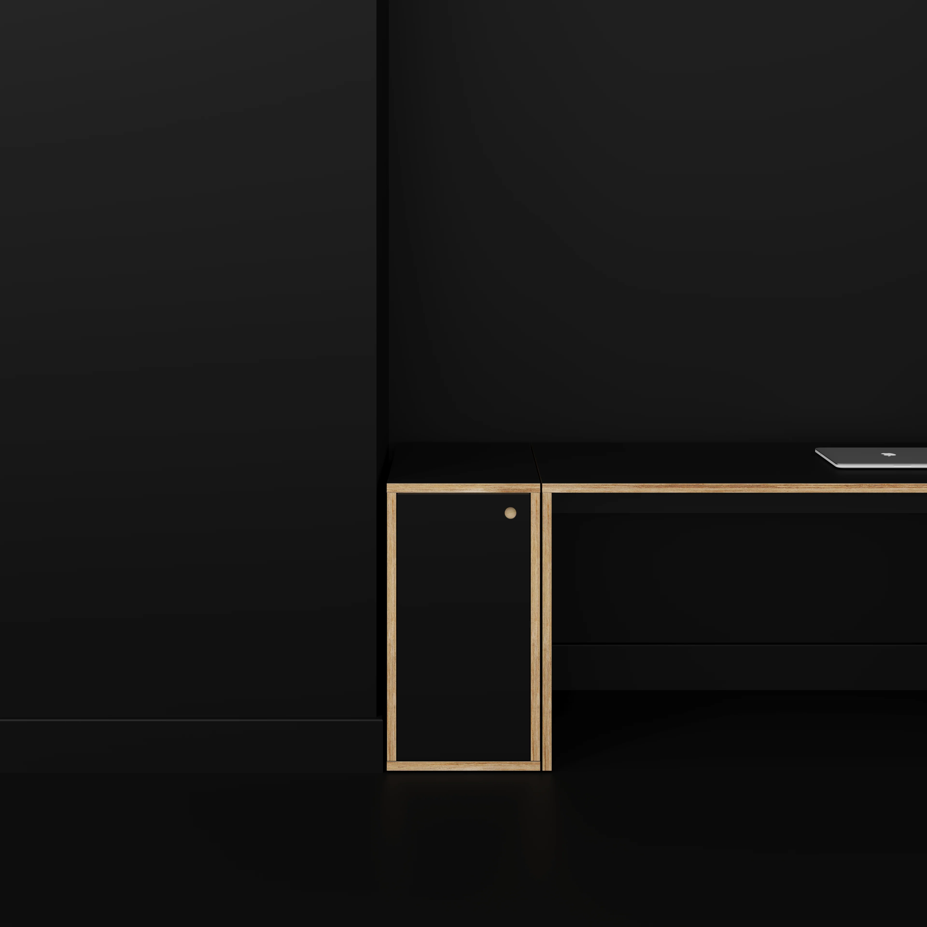 Plywood Storage with Doors - Formica Diamond Black - 400(w) x 600(d) x 750(h) - Image 2
