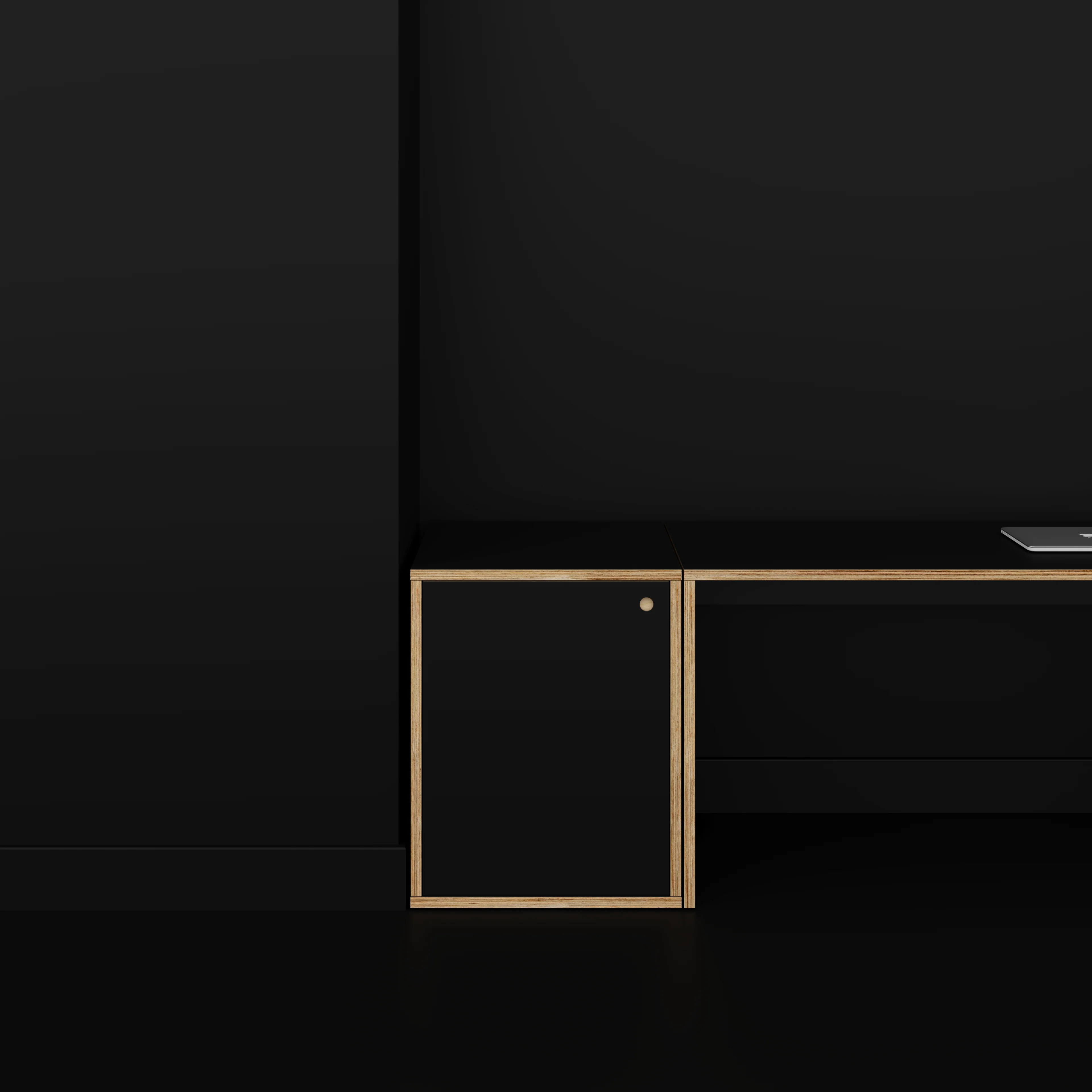 Plywood Storage with Doors - Formica Diamond Black - 600(w) x 600(d) x 750(h) - Image 2
