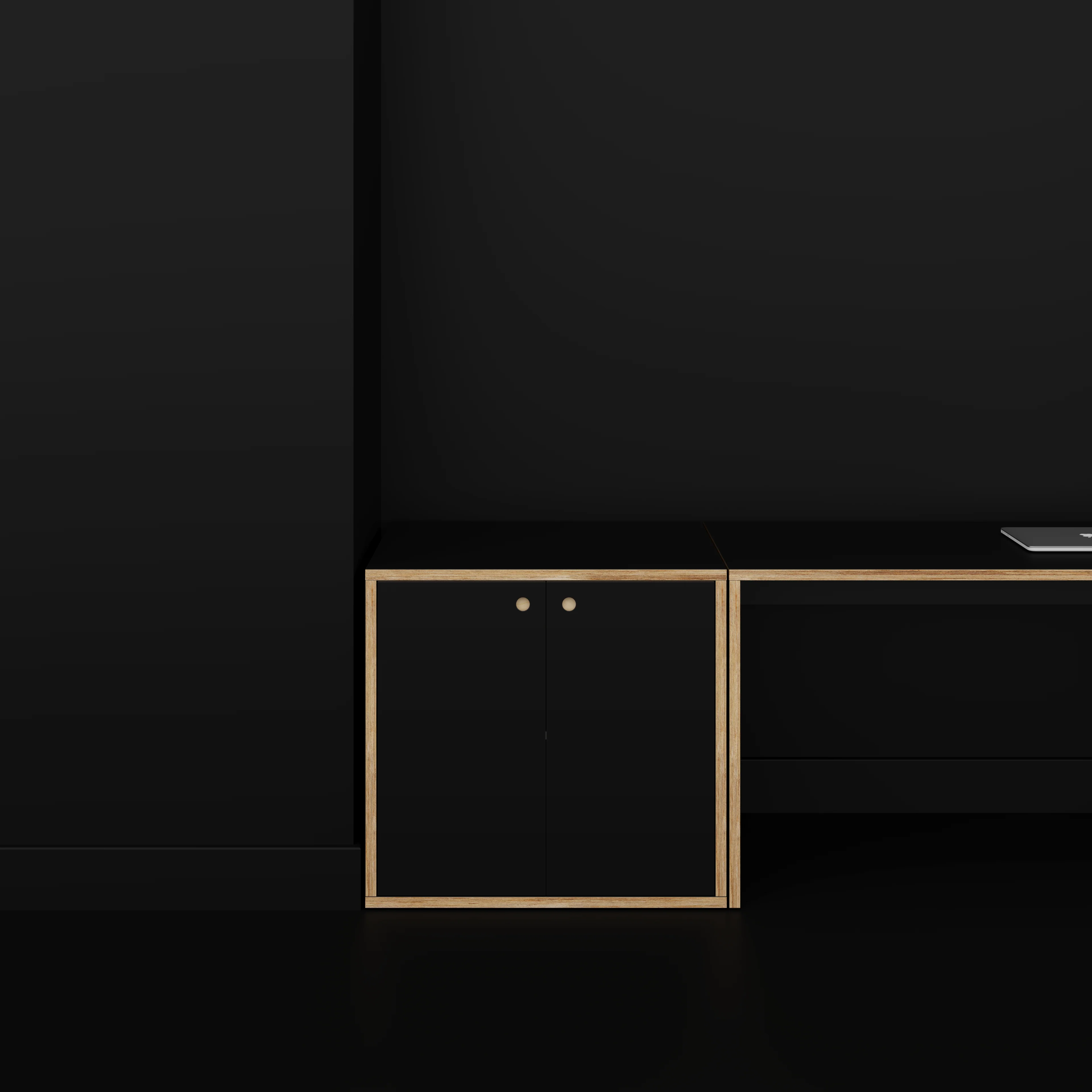 Plywood Storage with Doors - Formica Diamond Black - 800(w) x 600(d) x 750(h) - Image 2