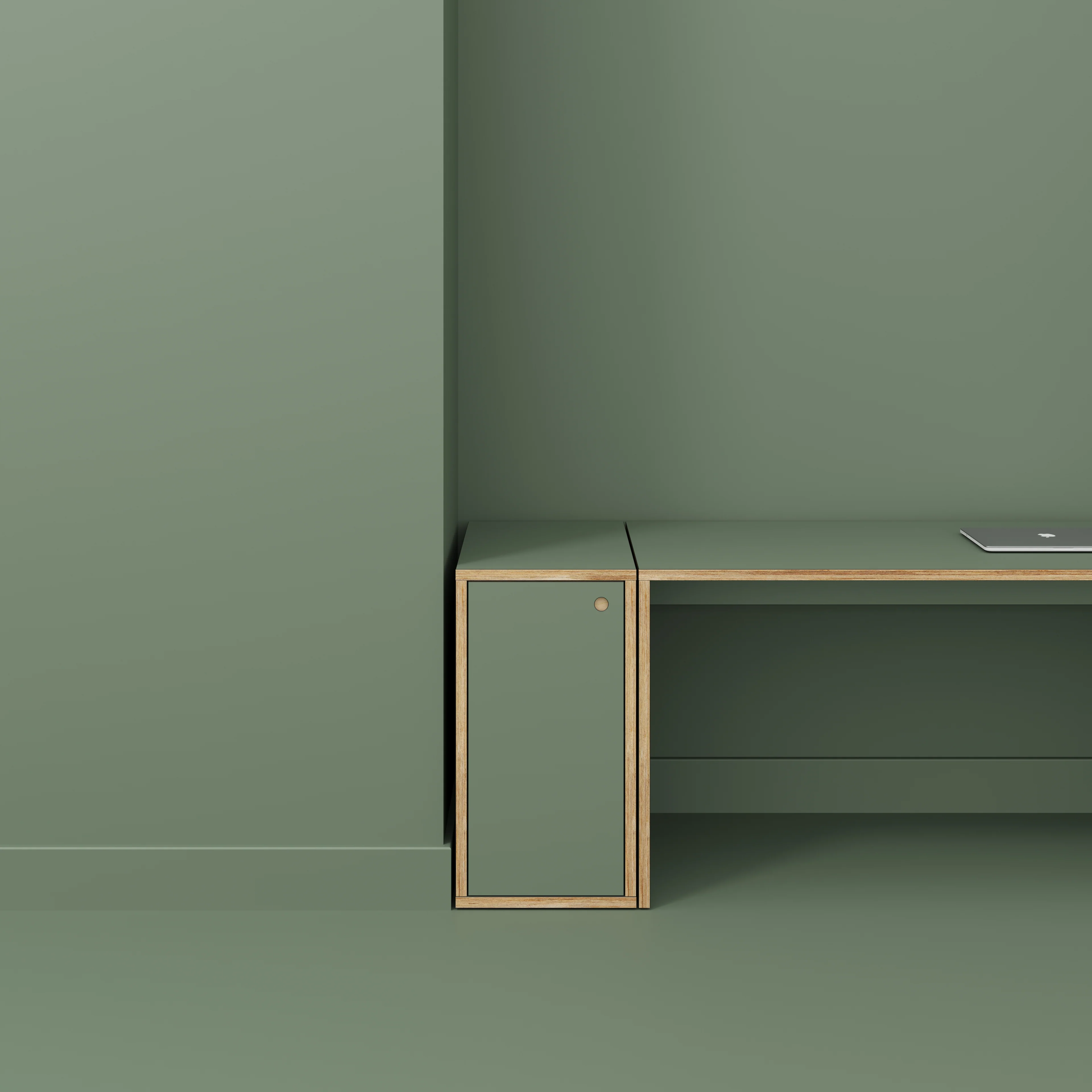 Plywood Storage with Doors - Formica Green Slate - 400(w) x 600(d) x 750(h) - Image 2