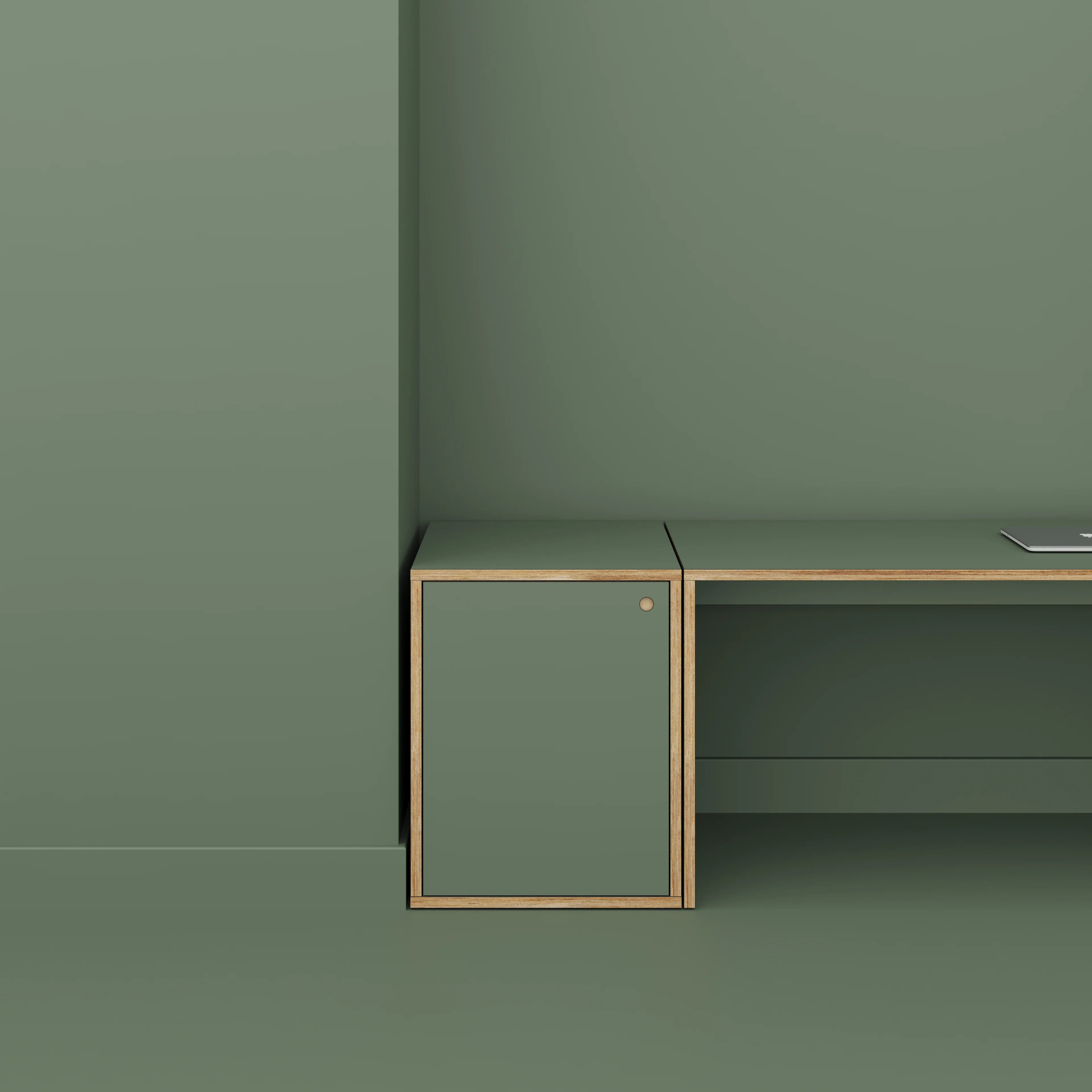 Plywood Storage with Doors - Formica Green Slate - 600(w) x 600(d) x 750(h) - Image 2