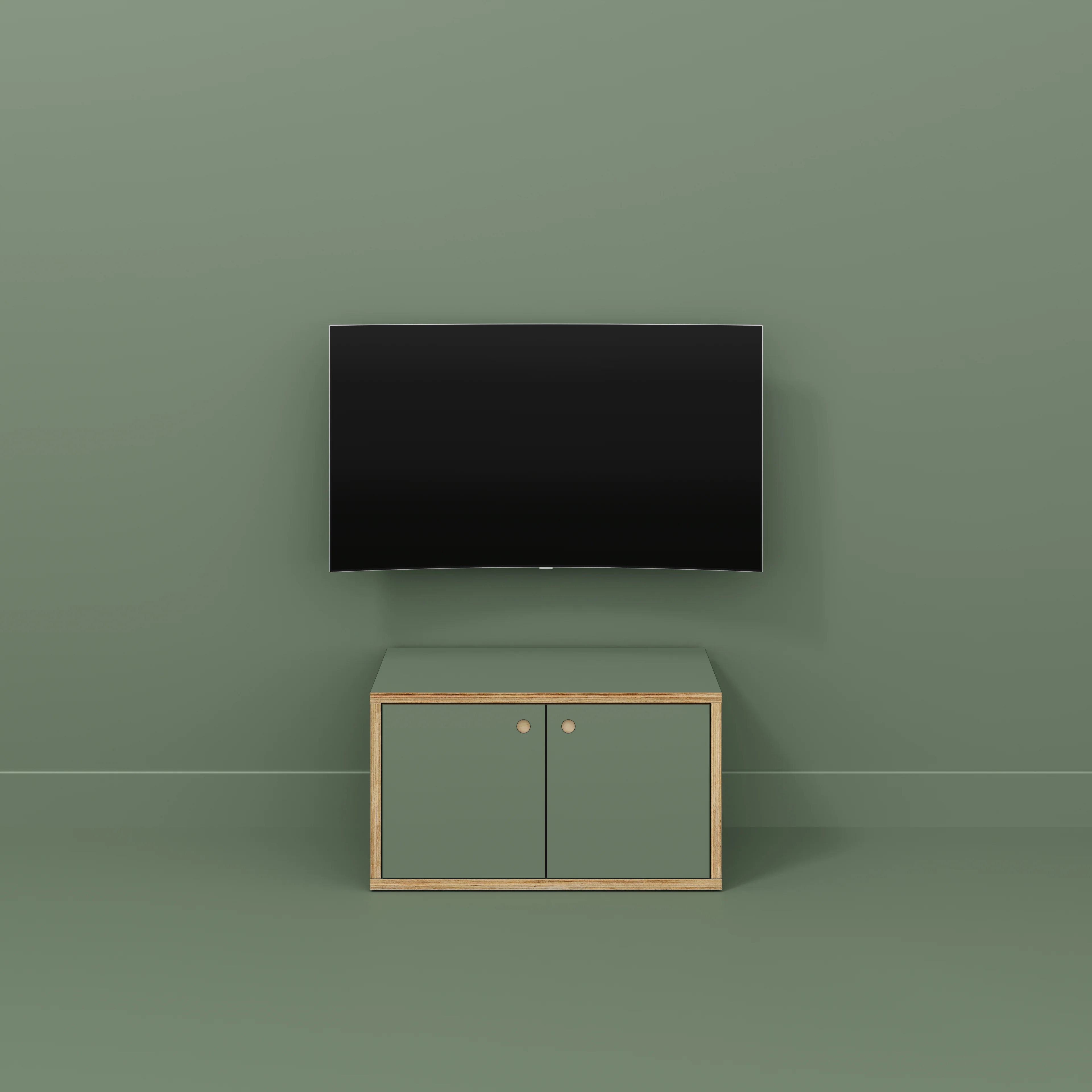 Plywood Storage with Doors - Formica Green Slate - 800(w) x 400(d) x 450(h) - Image 2