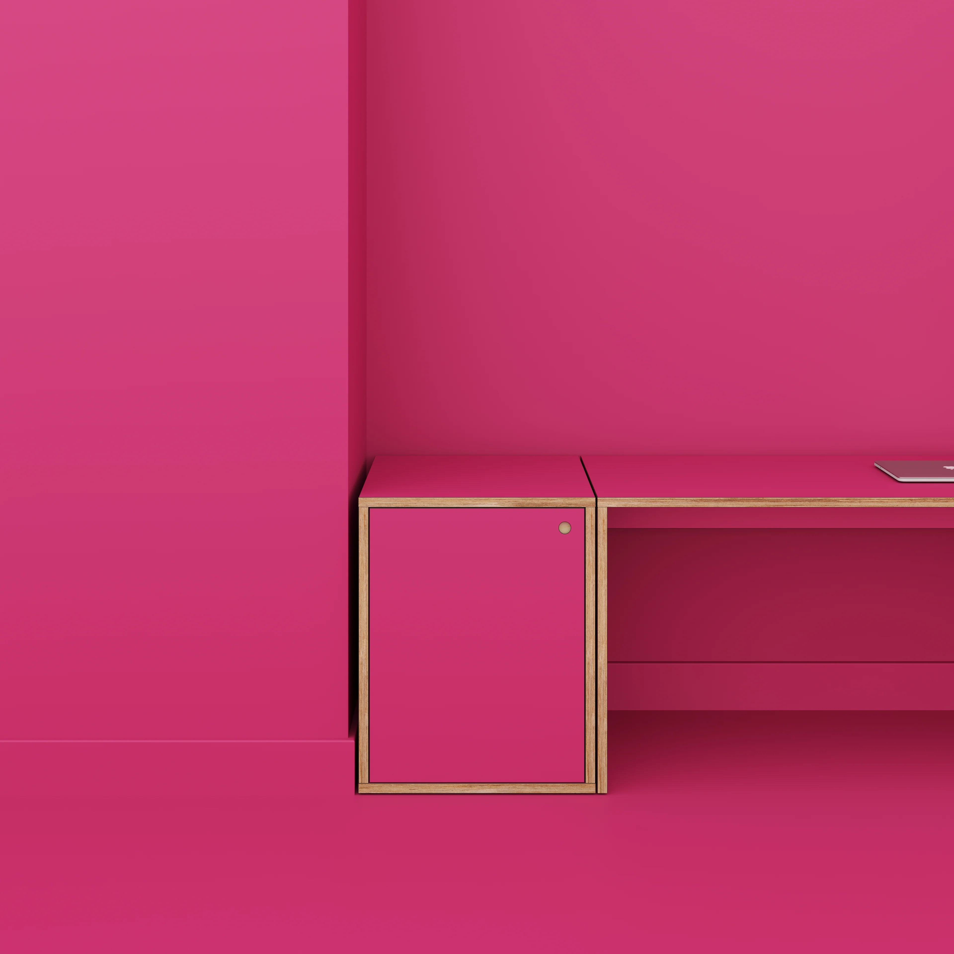 Plywood Storage with Doors - Formica Juicy Pink - 600(w) x 600(d) x 750(h) - Image 2