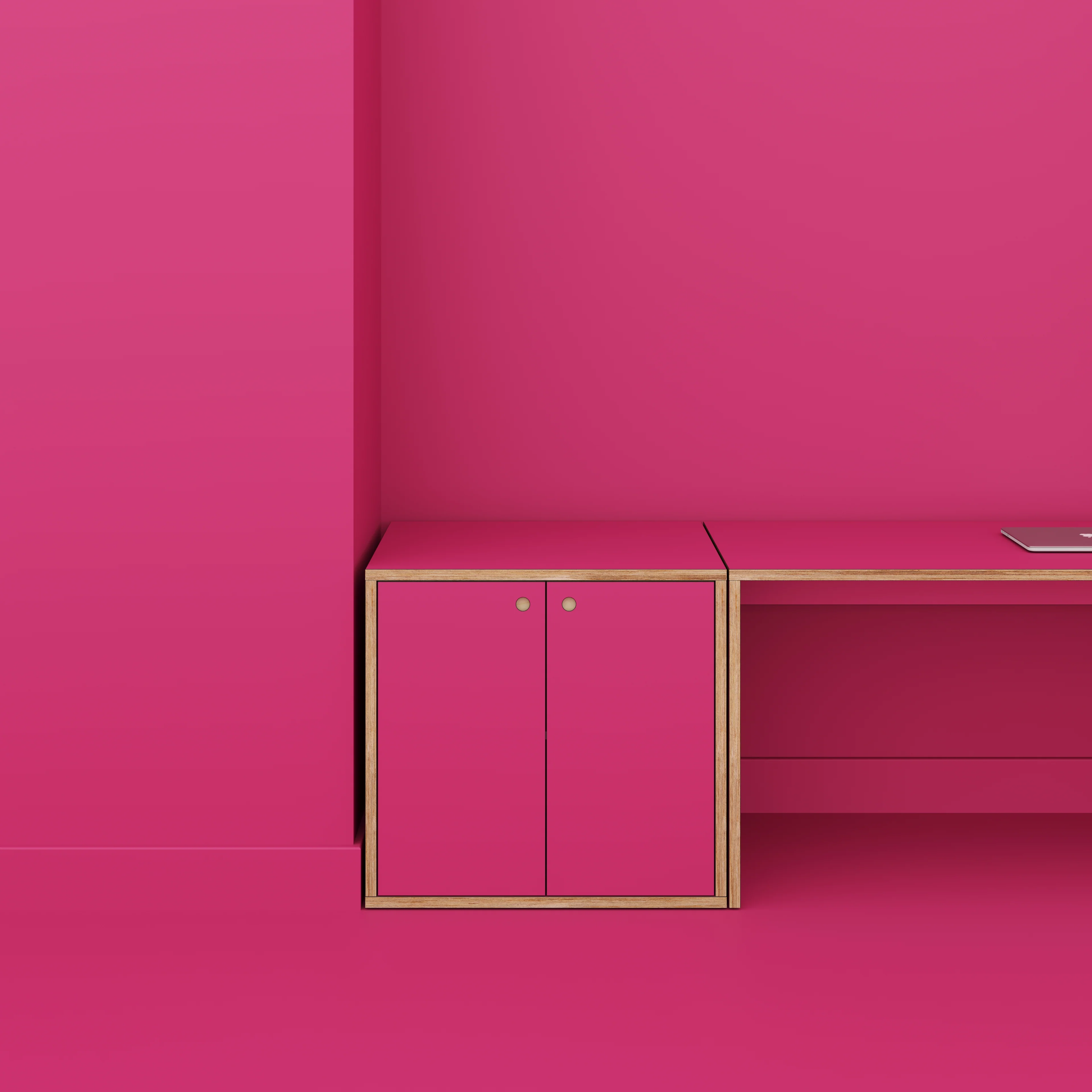 Plywood Storage with Doors - Formica Juicy Pink - 800(w) x 600(d) x 750(h) - Image 2