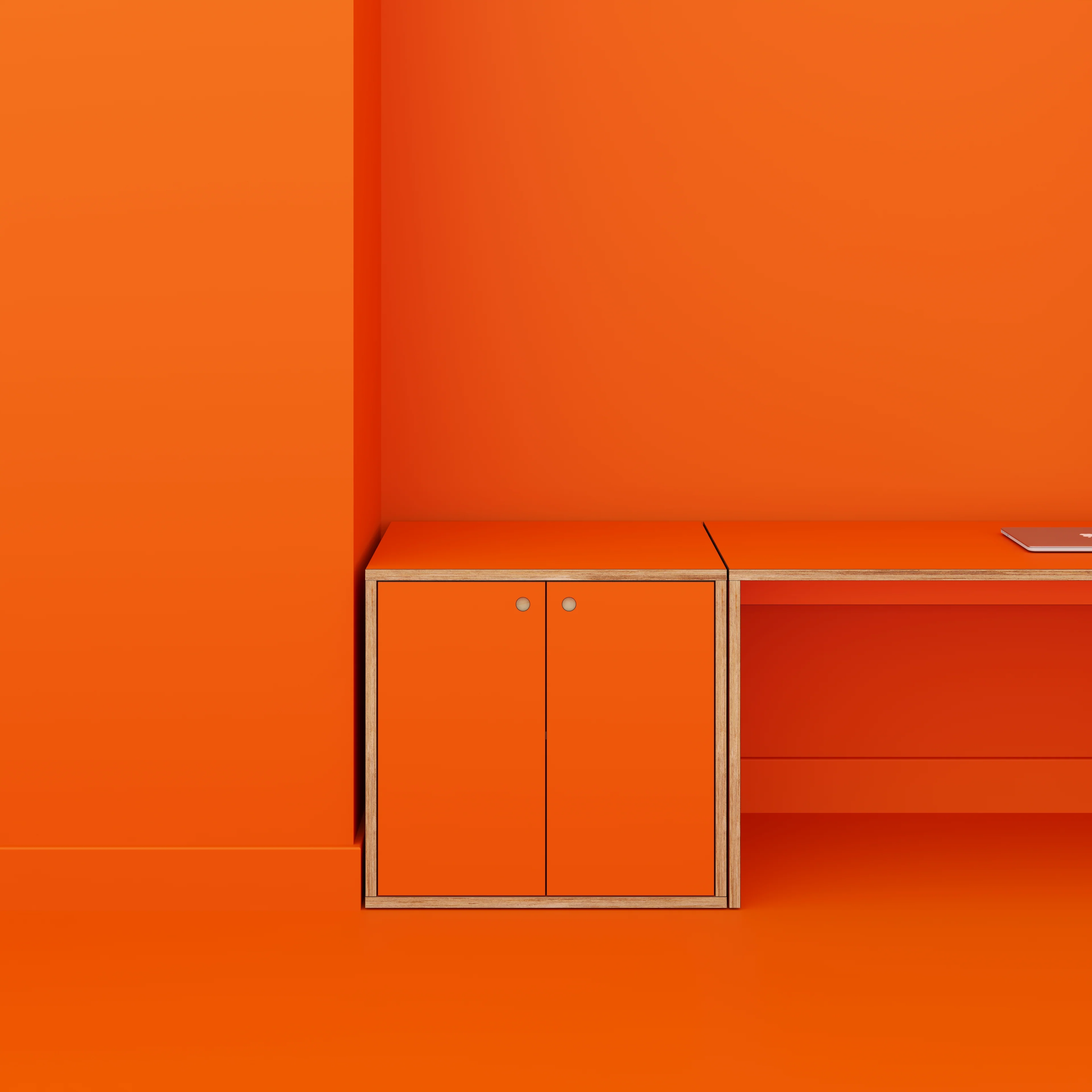 Plywood Storage with Doors - Formica Levante Orange - 800(w) x 600(d) x 750(h) - Image 2