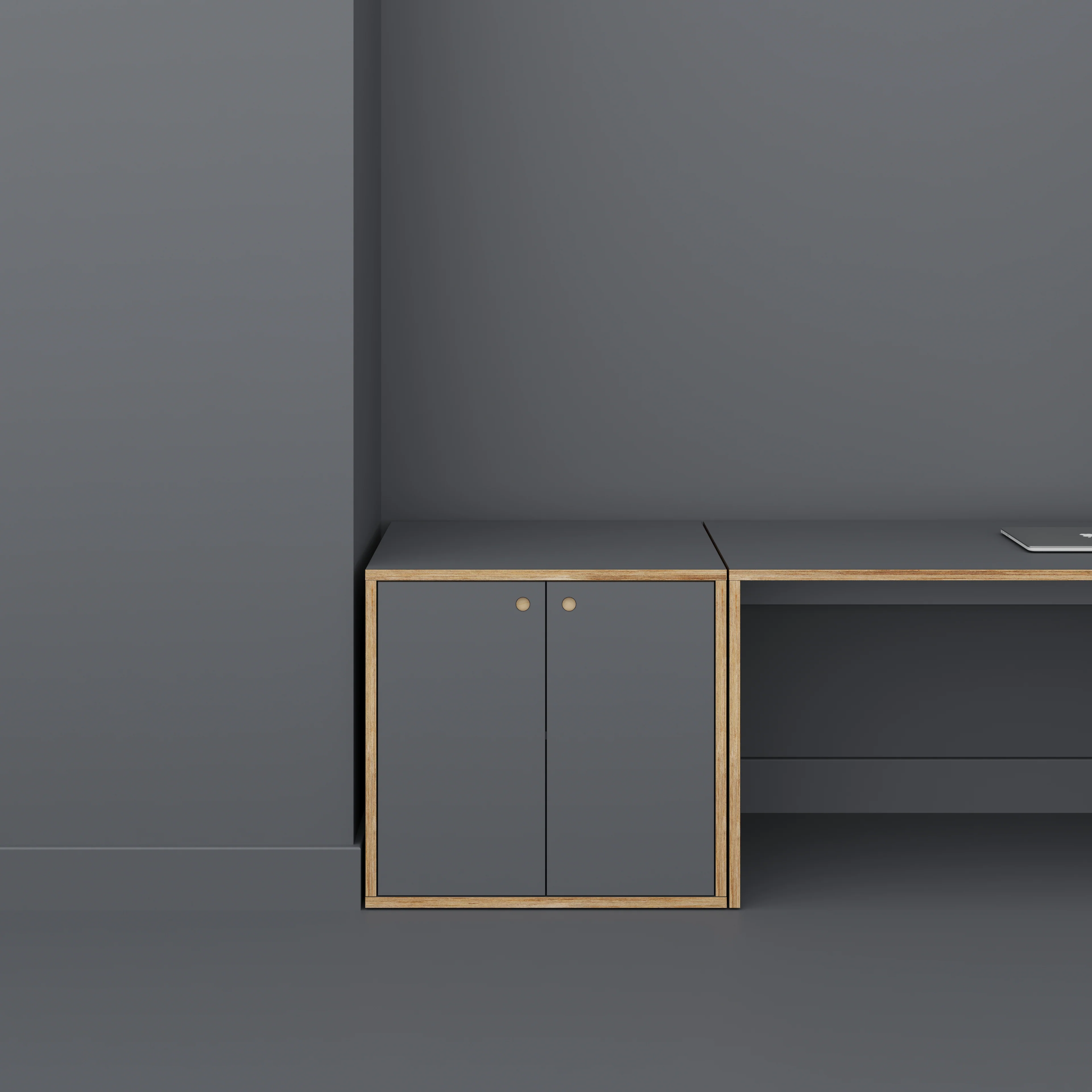 Plywood Storage with Doors - Formica Tornado Grey - 800(w) x 600(d) x 750(h) - Image 2