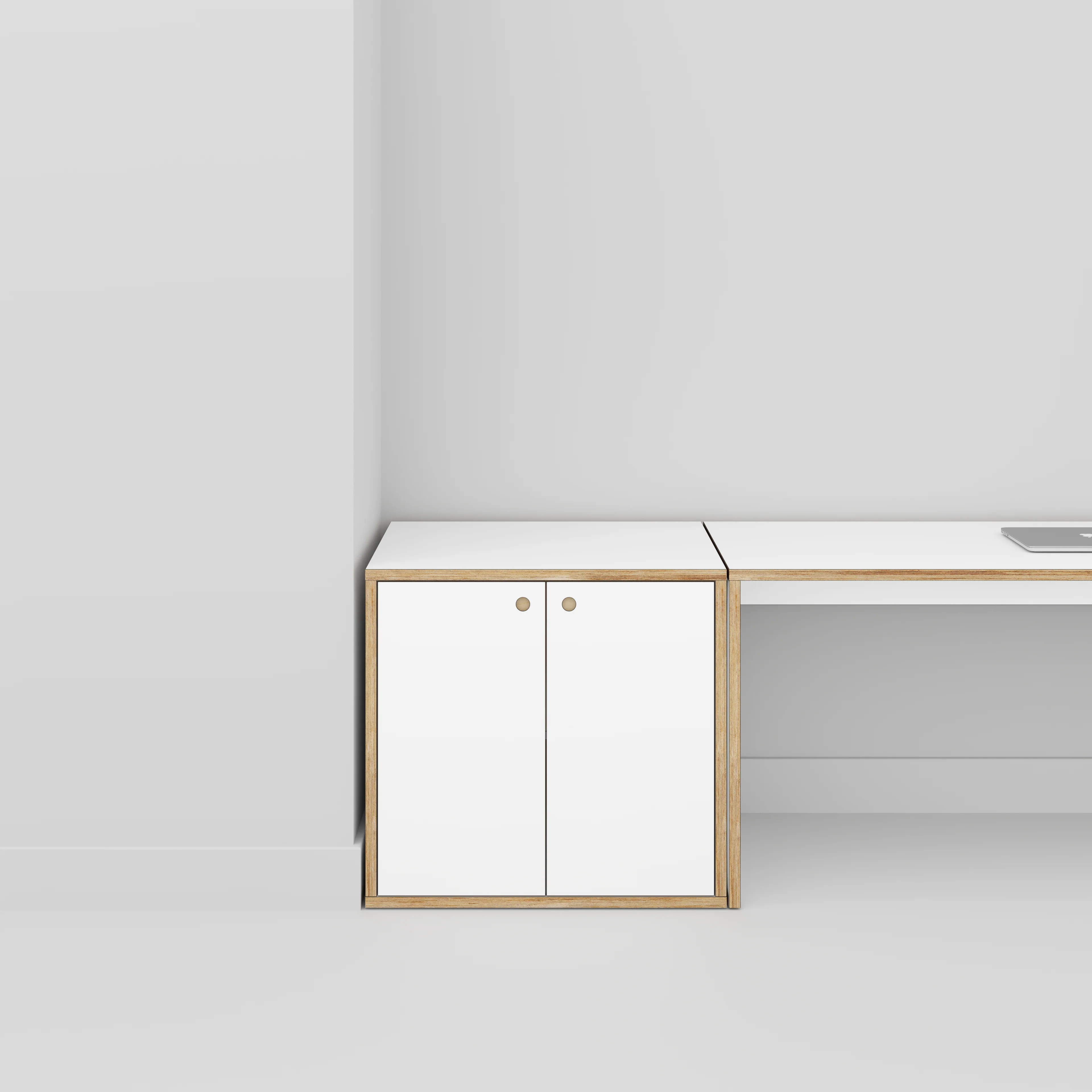 Plywood Storage with Doors - Formica White - 800(w) x 600(d) x 750(h) - Image 2