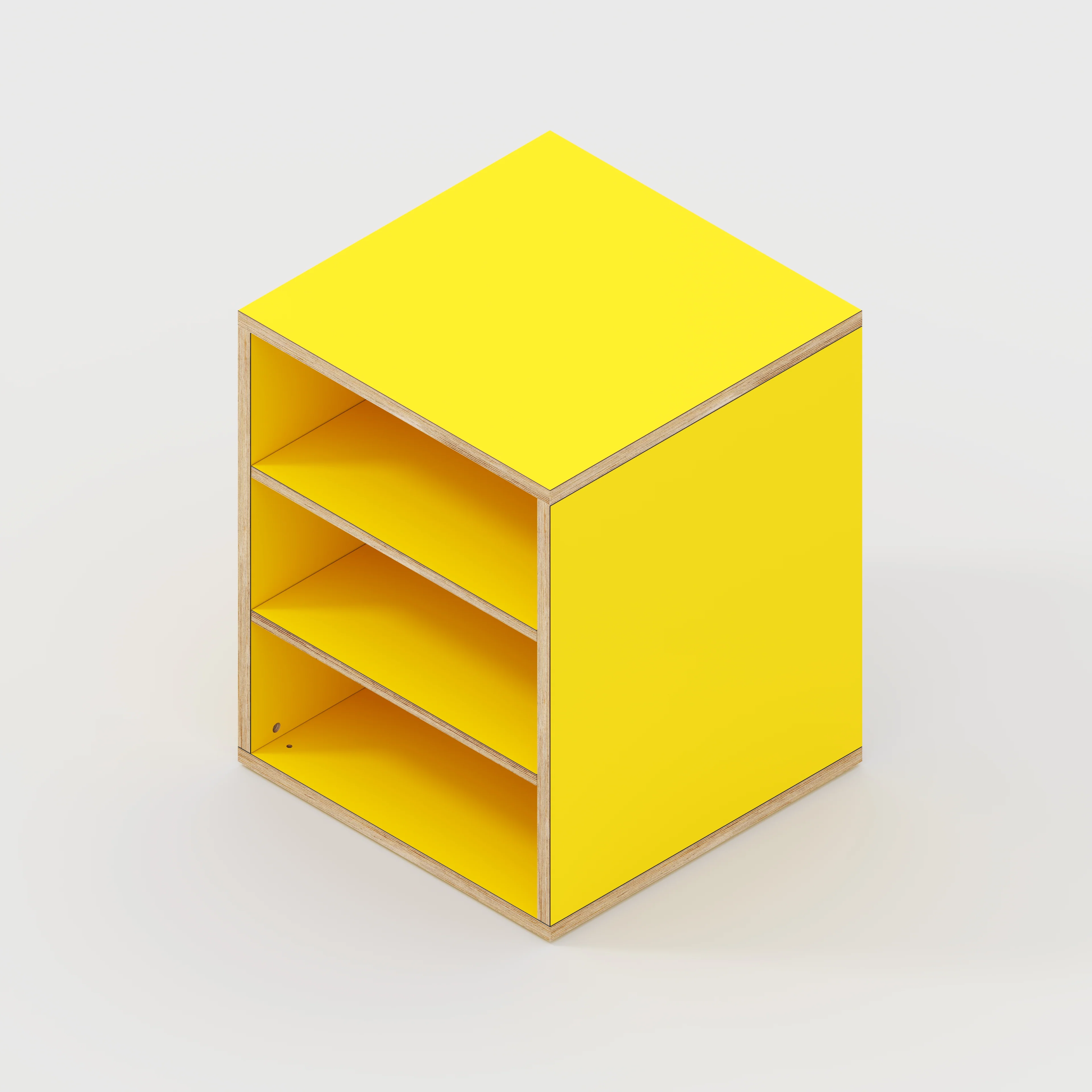Plywood Storage with Shelves - Formica Chrome Yellow - 600(w) x 600(d) x 750(h) - Image 4