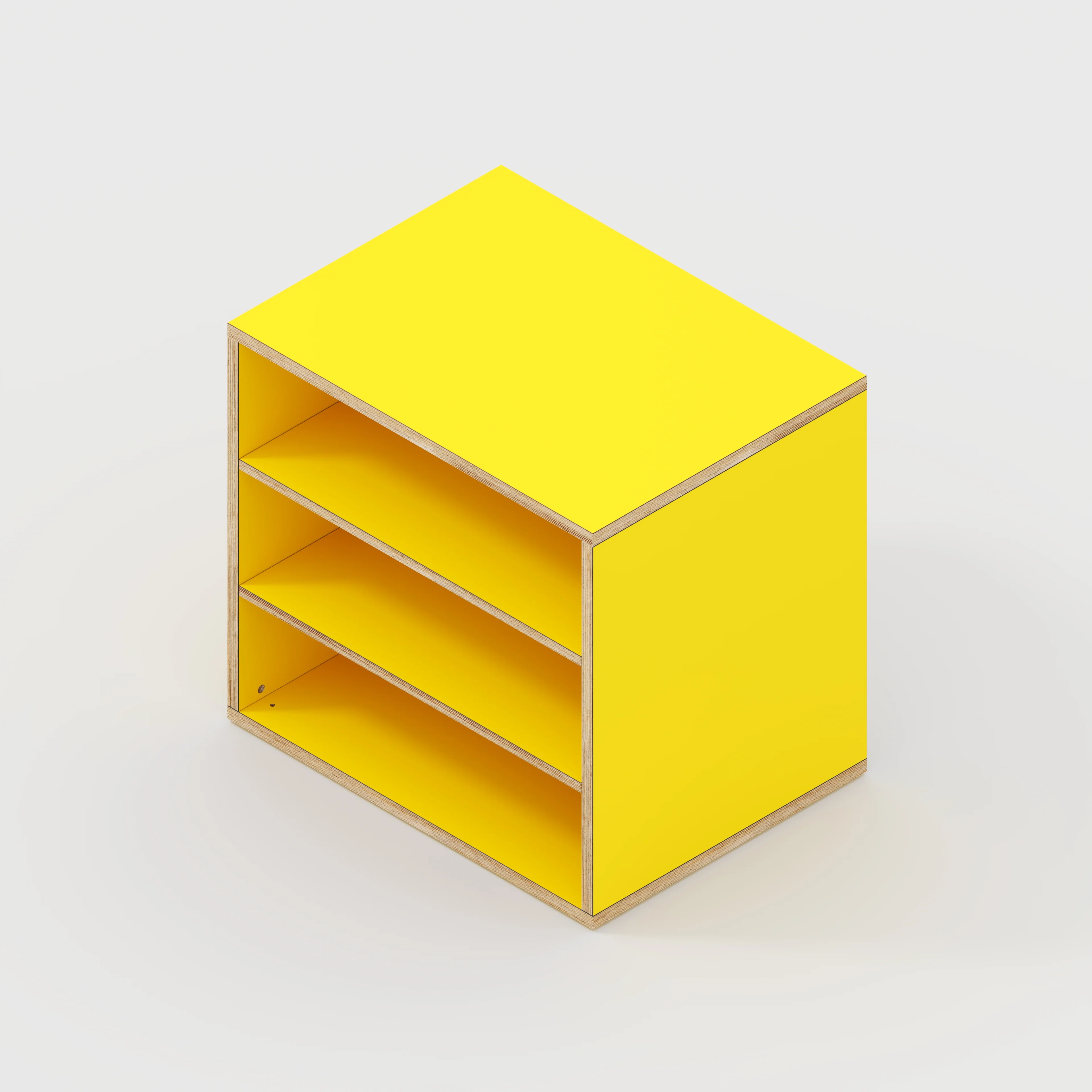 Plywood Storage with Shelves - Formica Chrome Yellow - 800(w) x 600(d) x 750(h) - Image 4