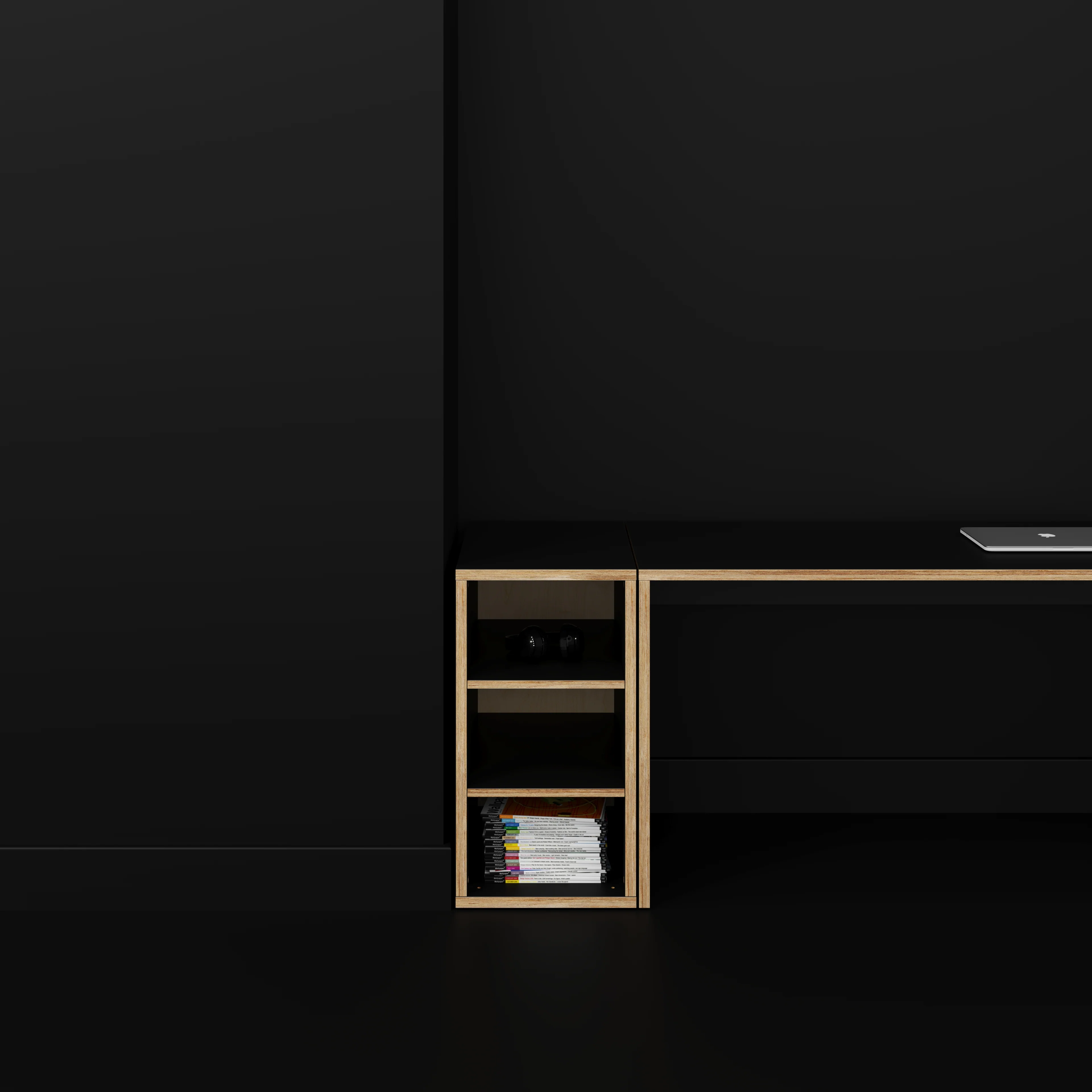Plywood Storage with Shelves - Formica Diamond Black - 400(w) x 600(d) x 750(h) - Image 2