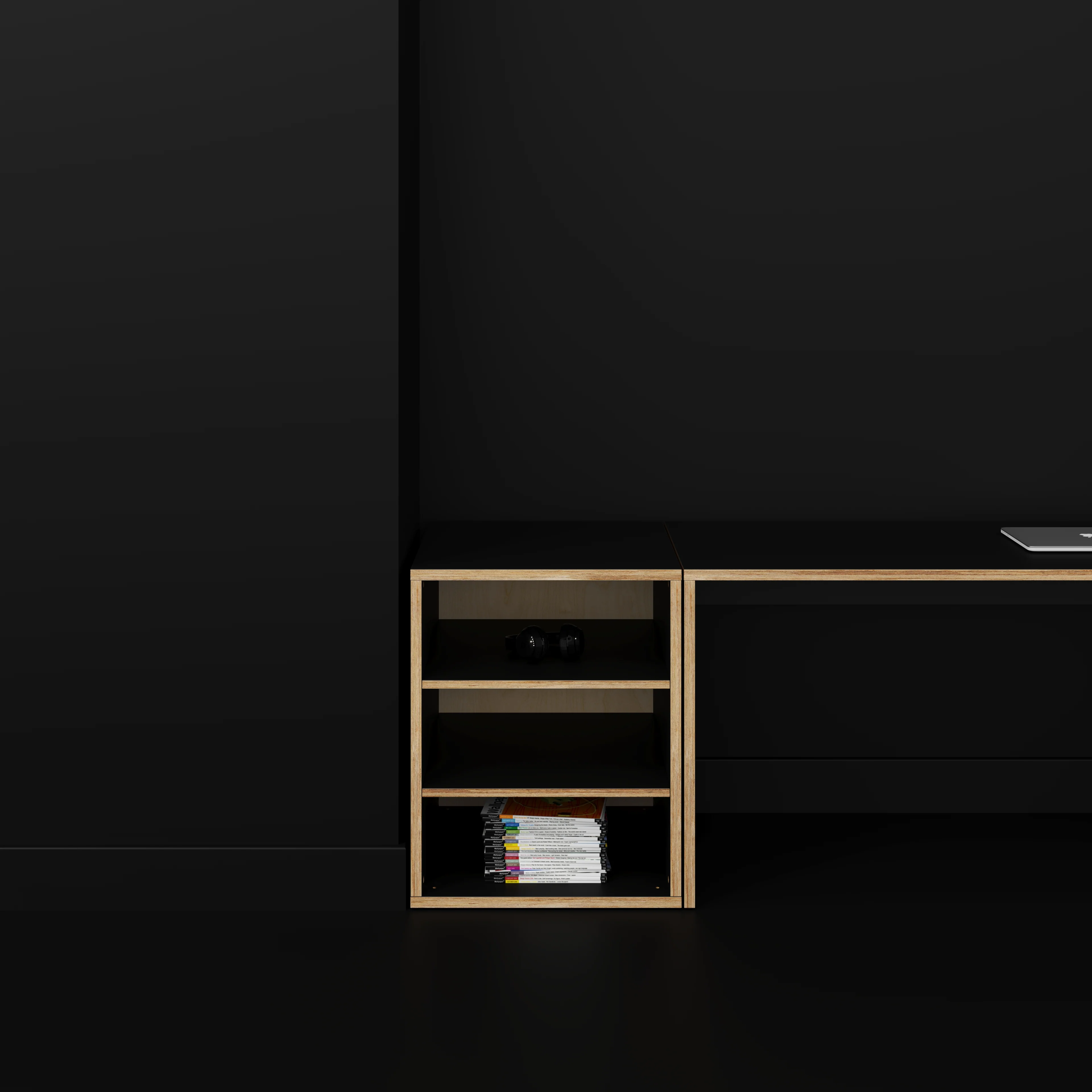 Plywood Storage with Shelves - Formica Diamond Black - 600(w) x 600(d) x 750(h) - Image 2