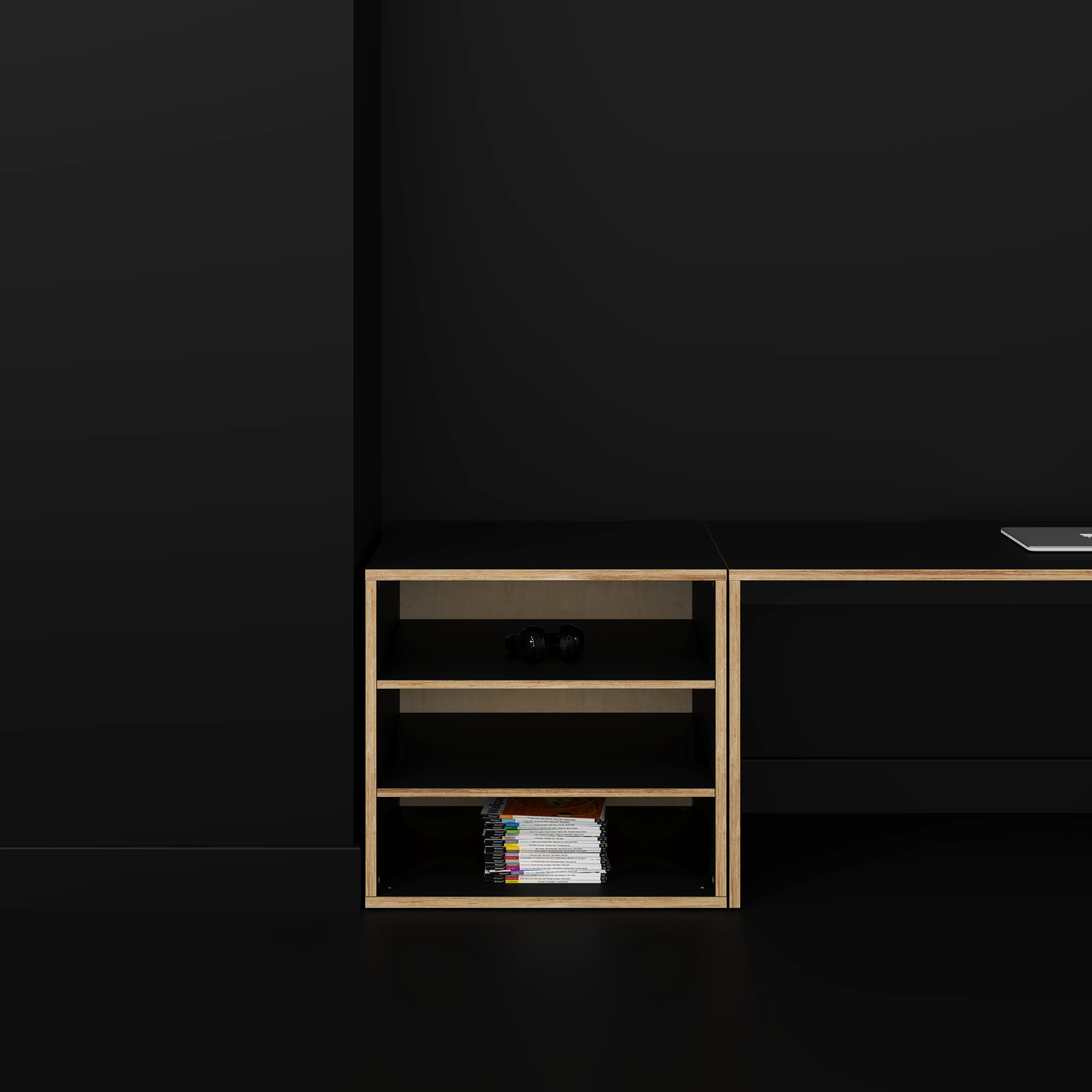 Plywood Storage with Shelves - Formica Diamond Black - 800(w) x 600(d) x 750(h) - Image 2