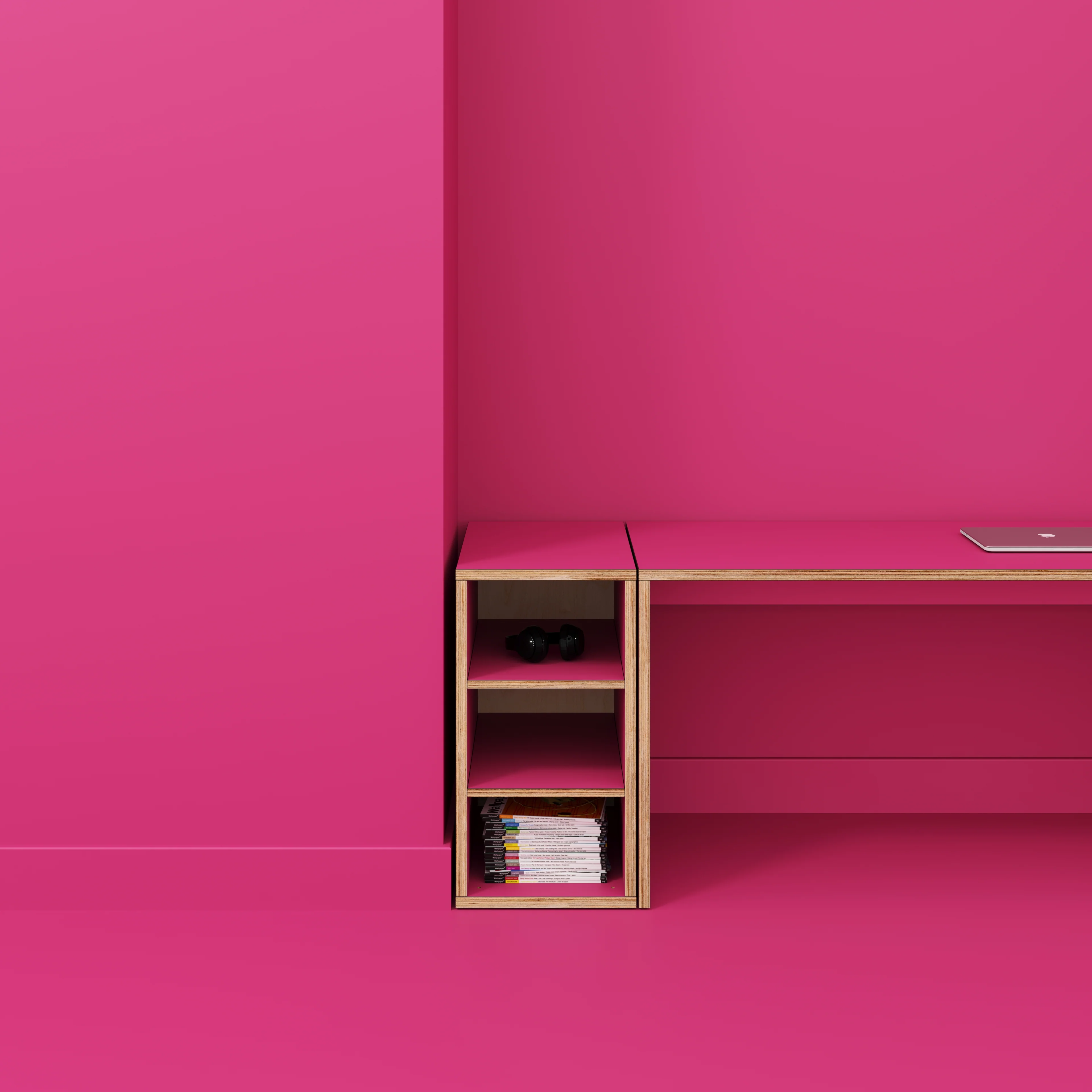 Plywood Storage with Shelves - Formica Juicy Pink - 400(w) x 600(d) x 750(h) - Image 2