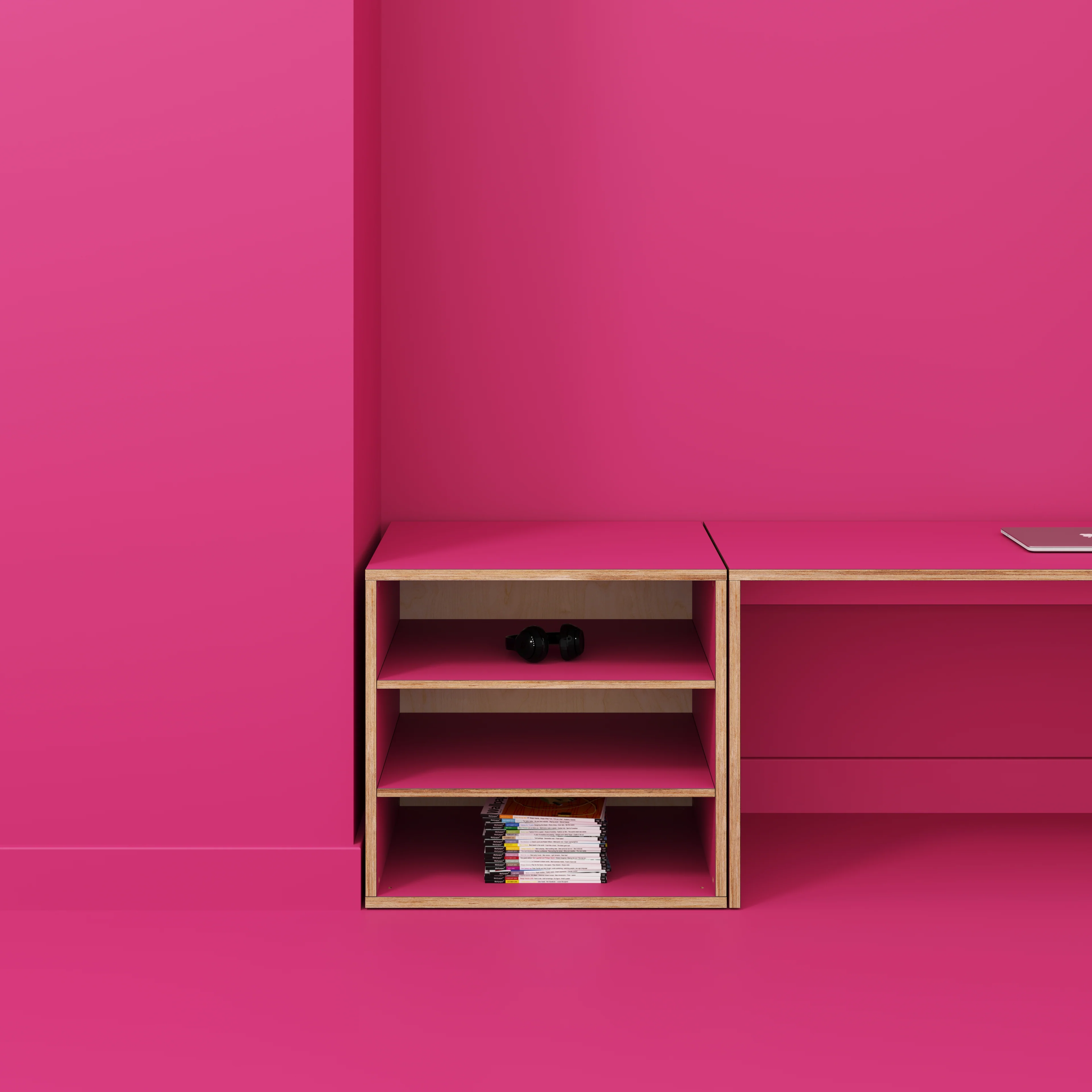 Plywood Storage with Shelves - Formica Juicy Pink - 800(w) x 600(d) x 750(h) - Image 2