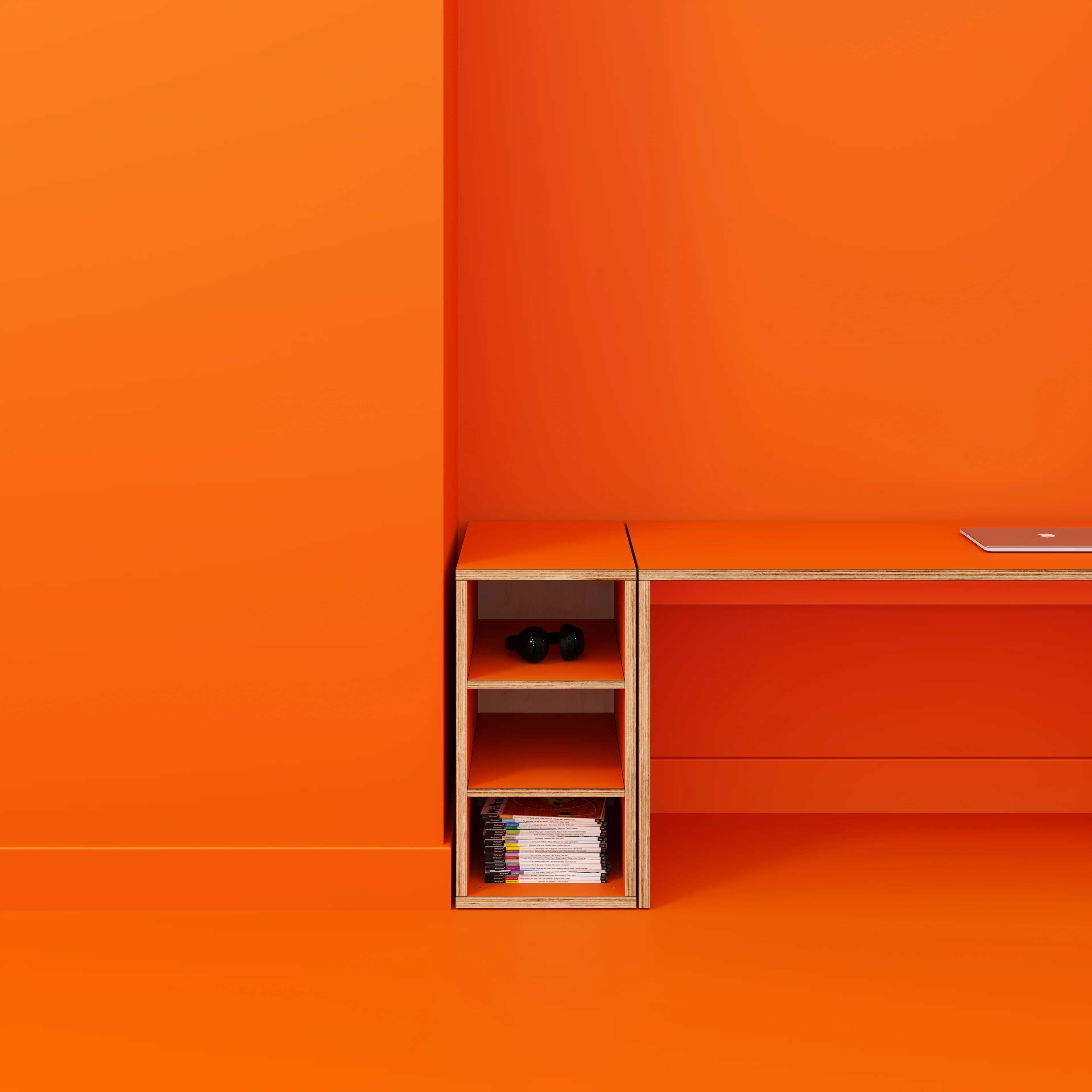 Plywood Storage with Shelves - Formica Levante Orange - 400(w) x 600(d) x 750(h) - Image 2