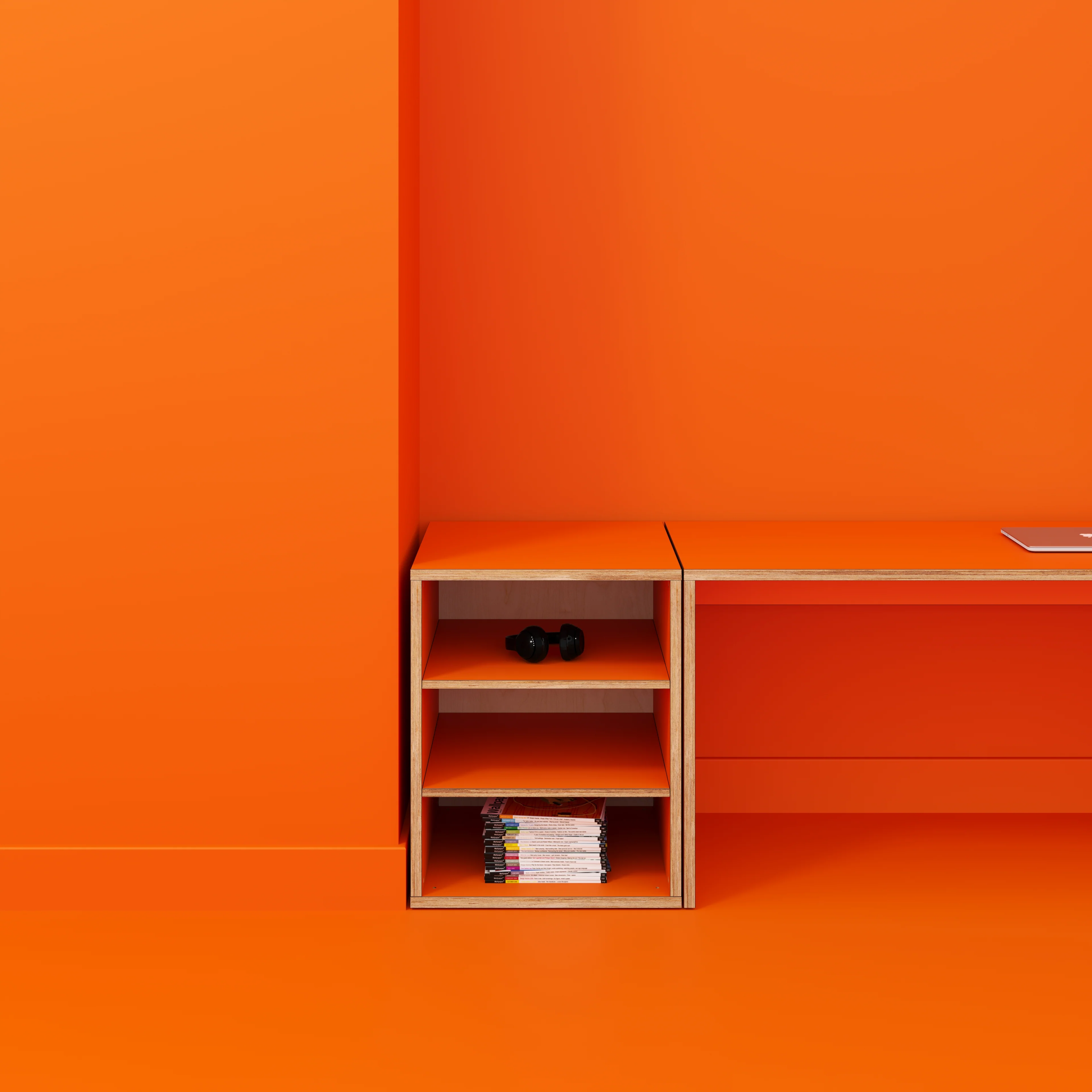 Plywood Storage with Shelves - Formica Levante Orange - 600(w) x 600(d) x 750(h) - Image 2