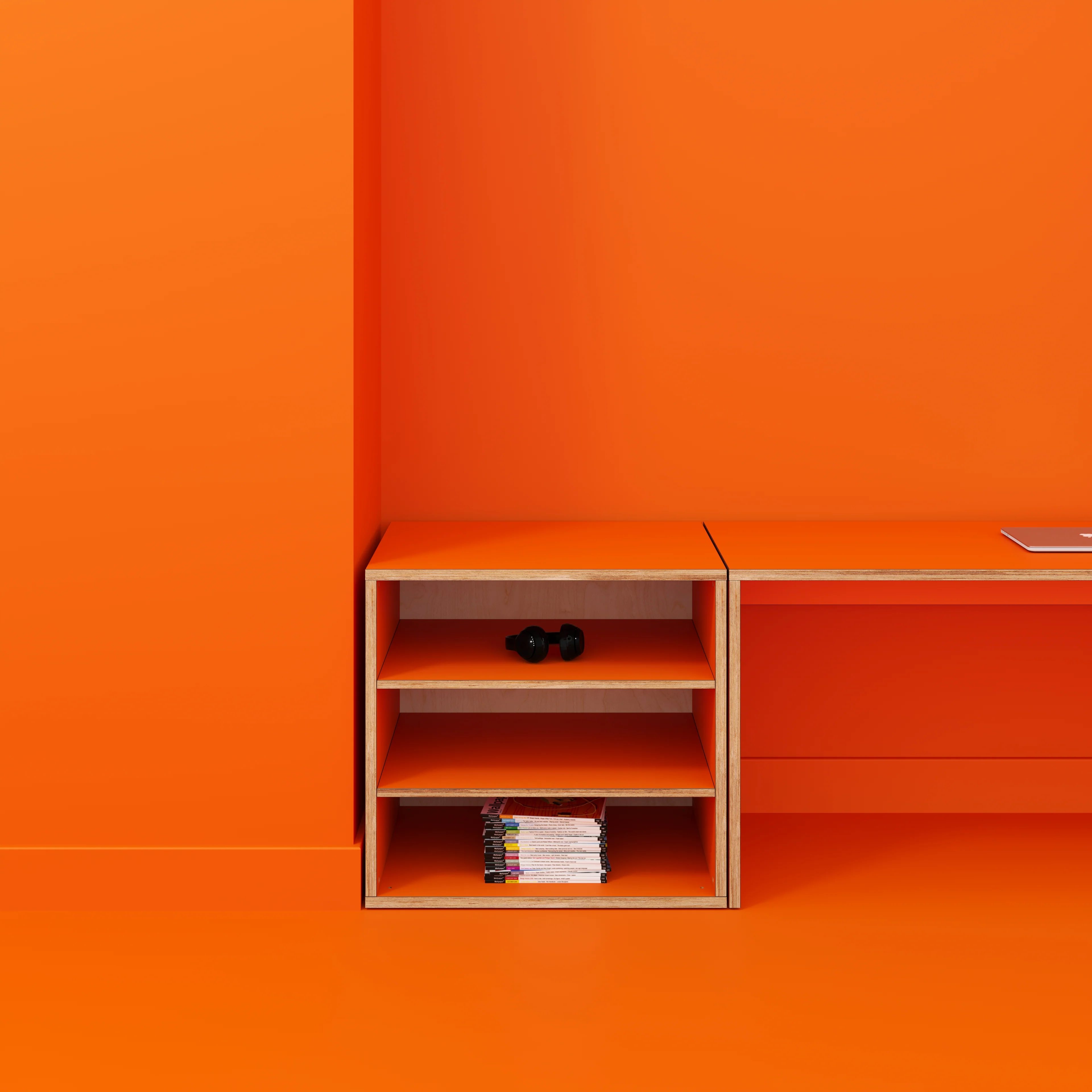 Plywood Storage with Shelves - Formica Levante Orange - 800(w) x 600(d) x 750(h) - Image 2