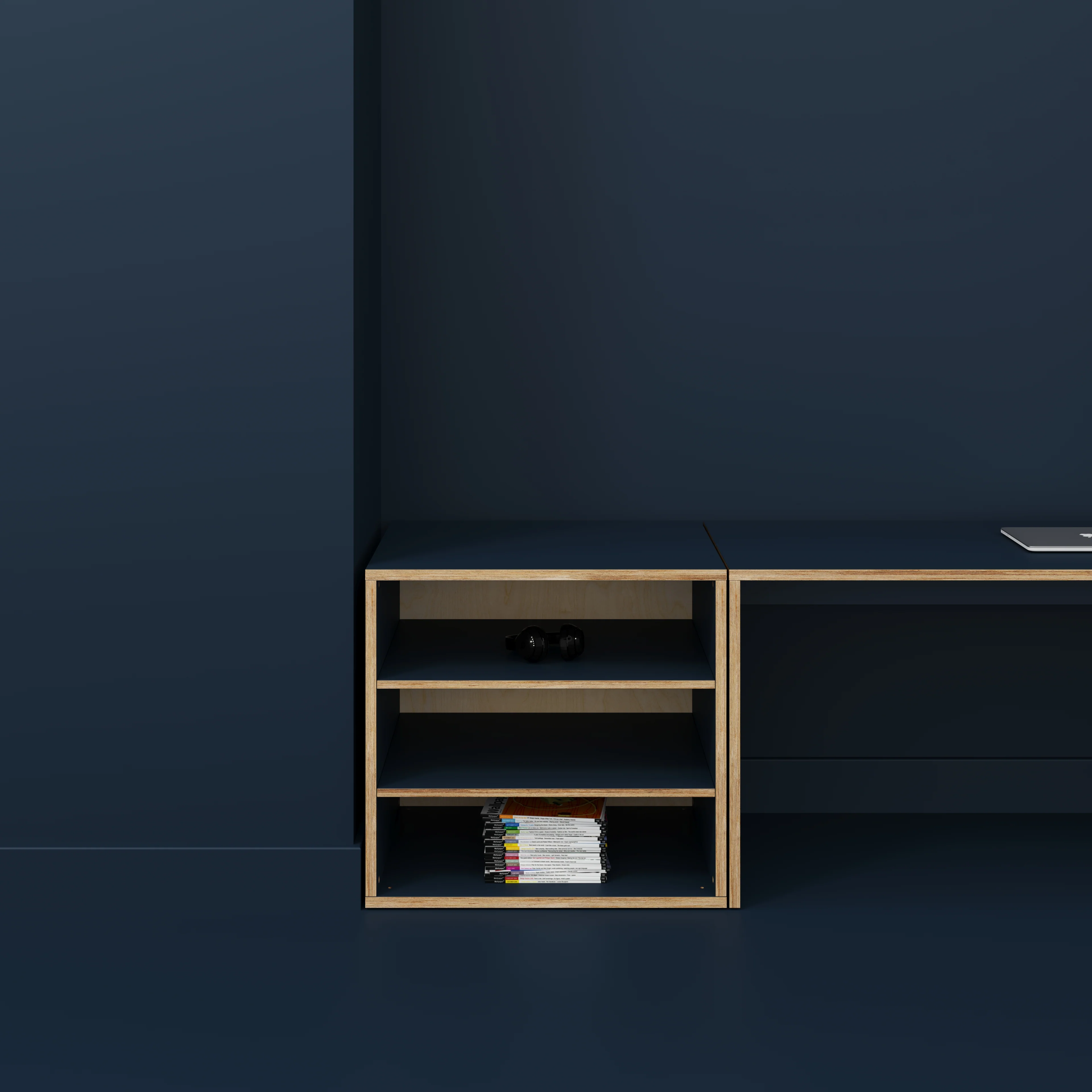 Plywood Storage with Shelves - Formica Night Sea Blue - 800(w) x 600(d) x 750(h) - Image 2