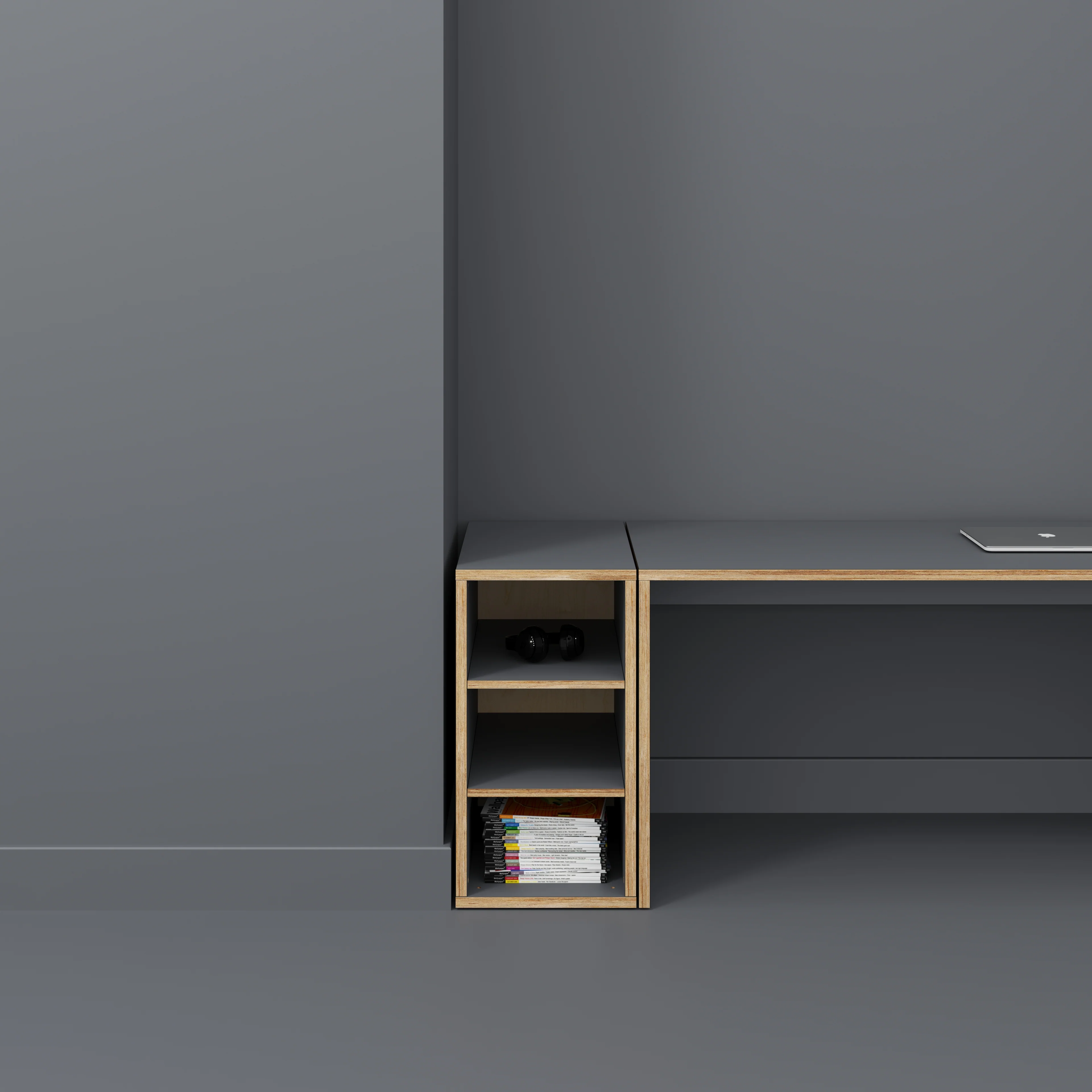 Plywood Storage with Shelves - Formica Tornado Grey - 400(w) x 600(d) x 750(h) - Image 2
