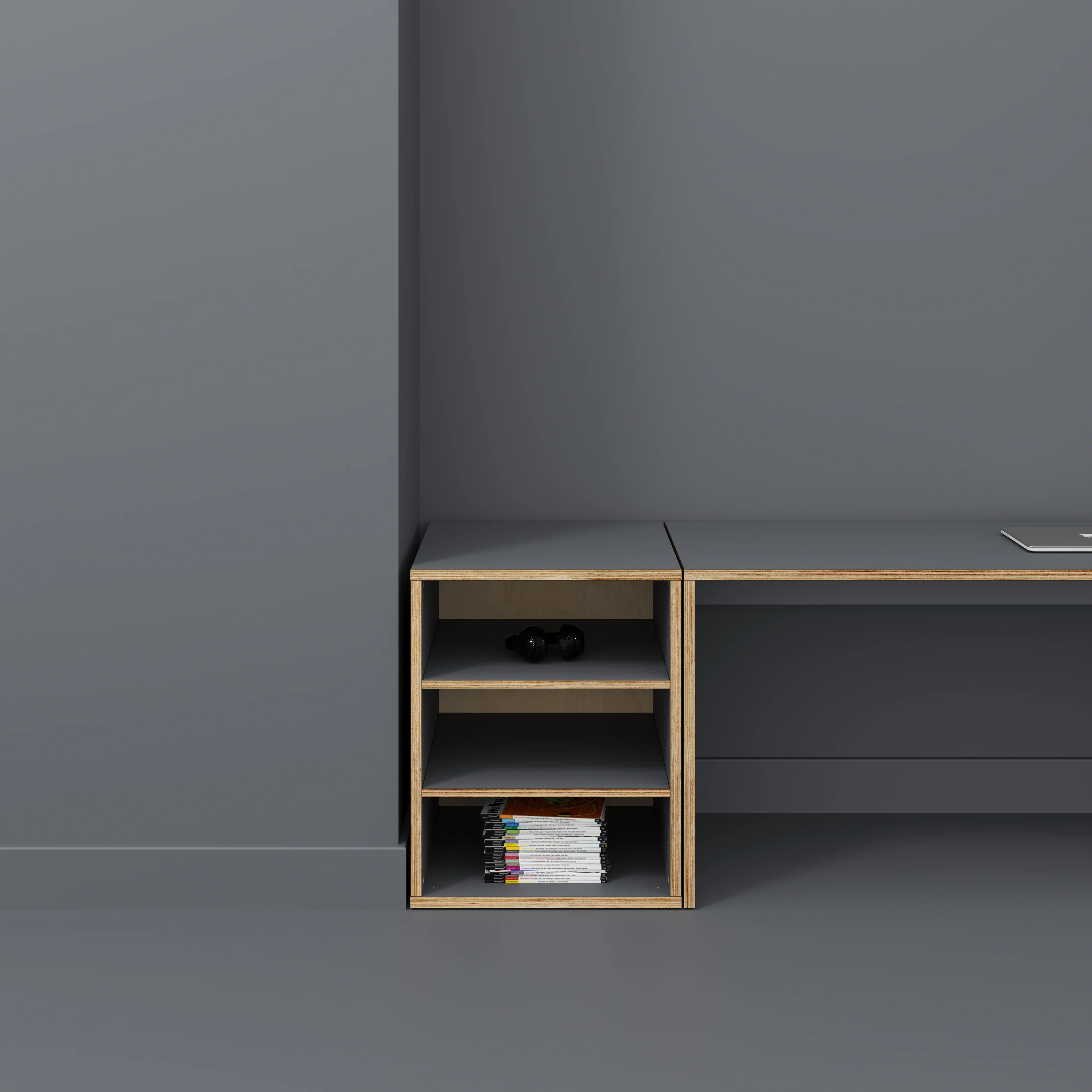 Plywood Storage with Shelves - Formica Tornado Grey - 600(w) x 600(d) x 750(h) - Image 2