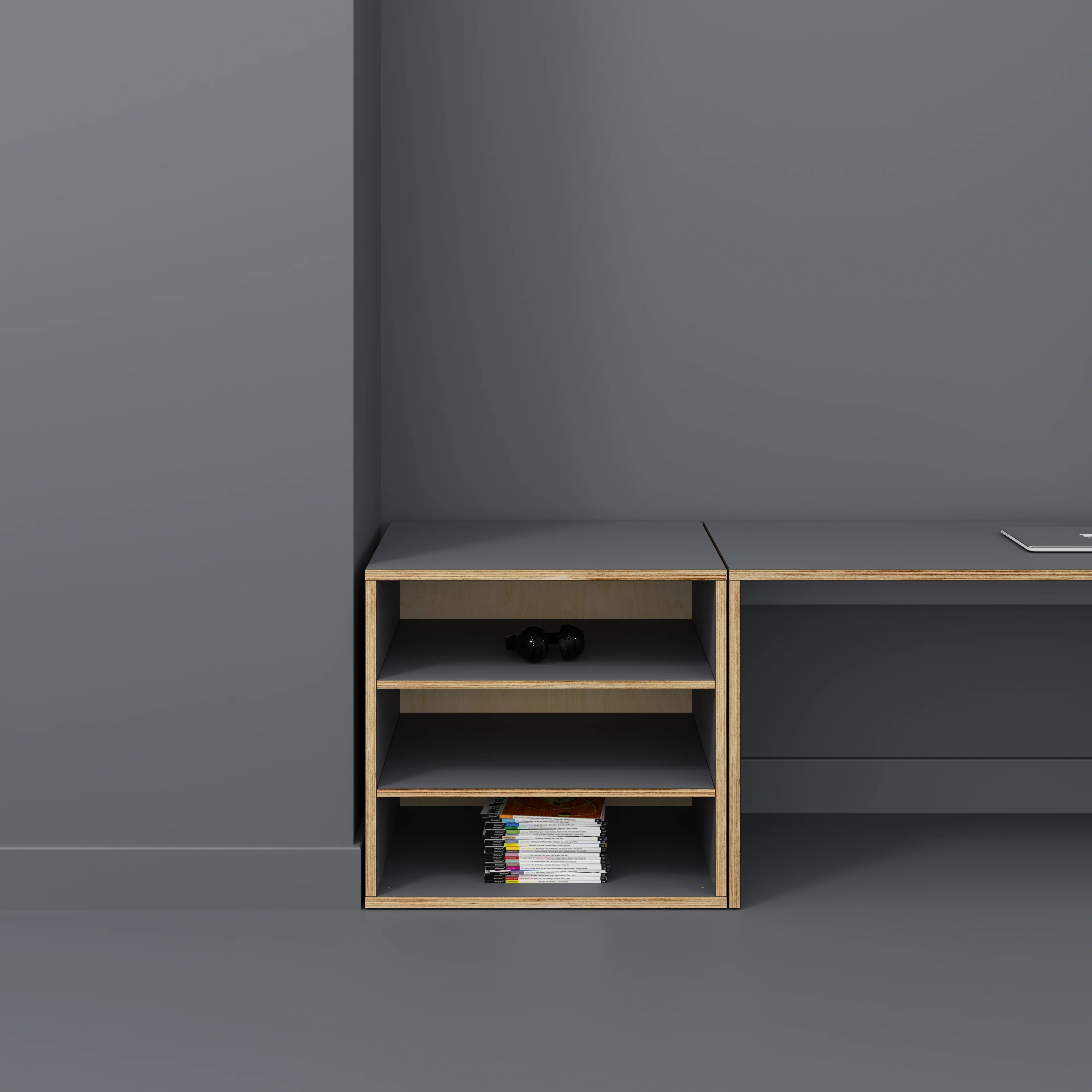 Plywood Storage with Shelves - Formica Tornado Grey - 800(w) x 600(d) x 750(h) - Image 2