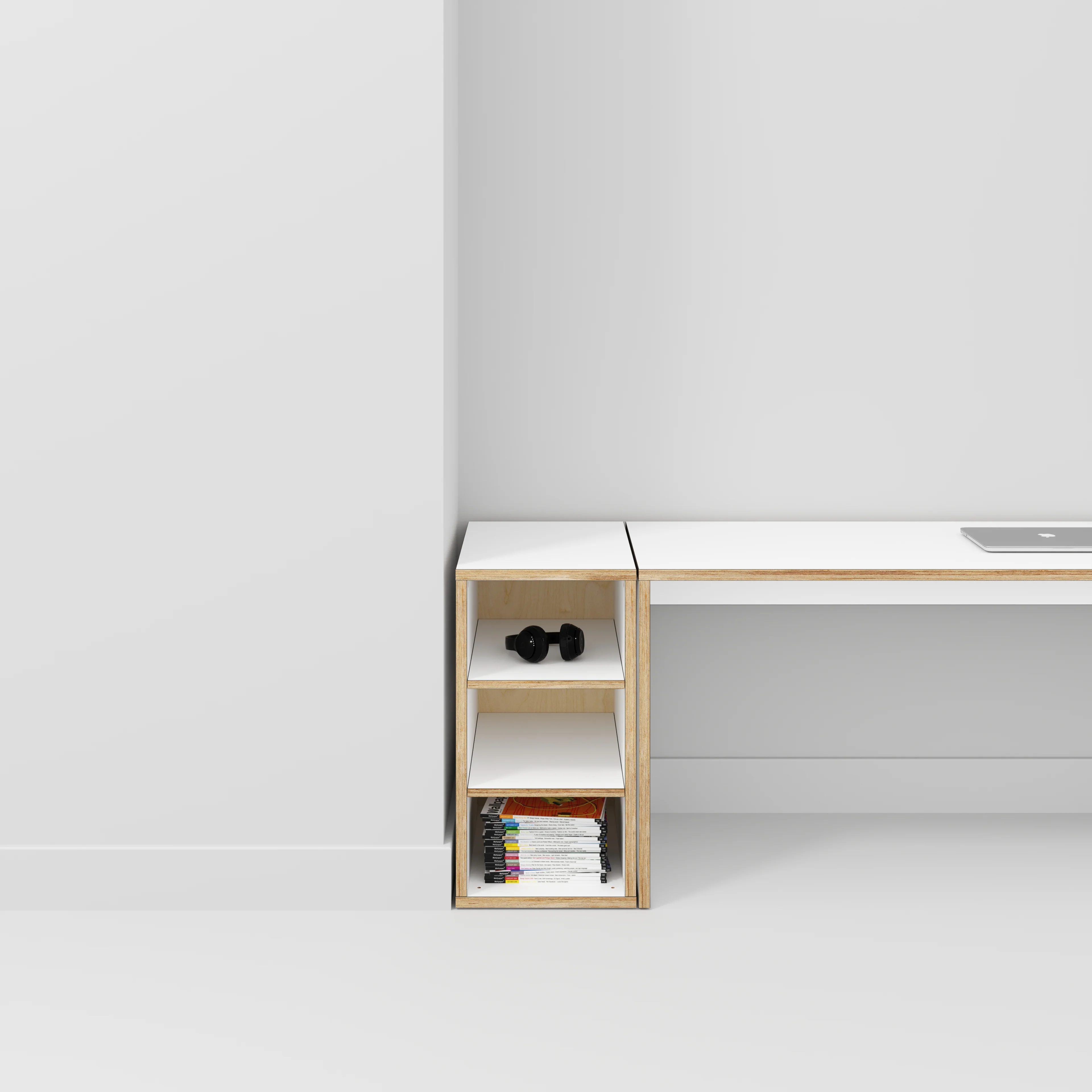 Plywood Storage with Shelves - Formica White - 400(w) x 600(d) x 750(h) - Image 2