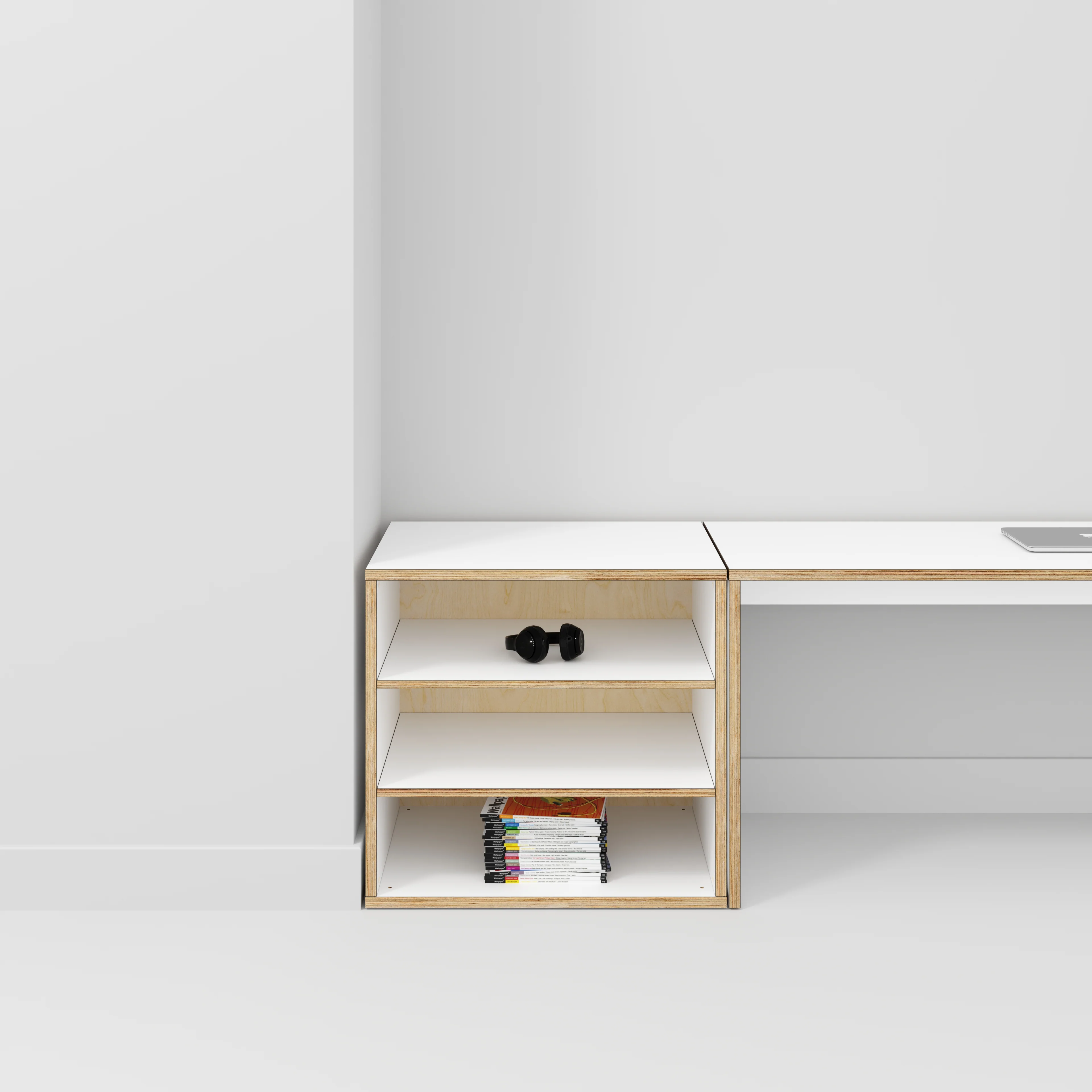 Plywood Storage with Shelves - Formica White - 800(w) x 600(d) x 750(h) - Image 2