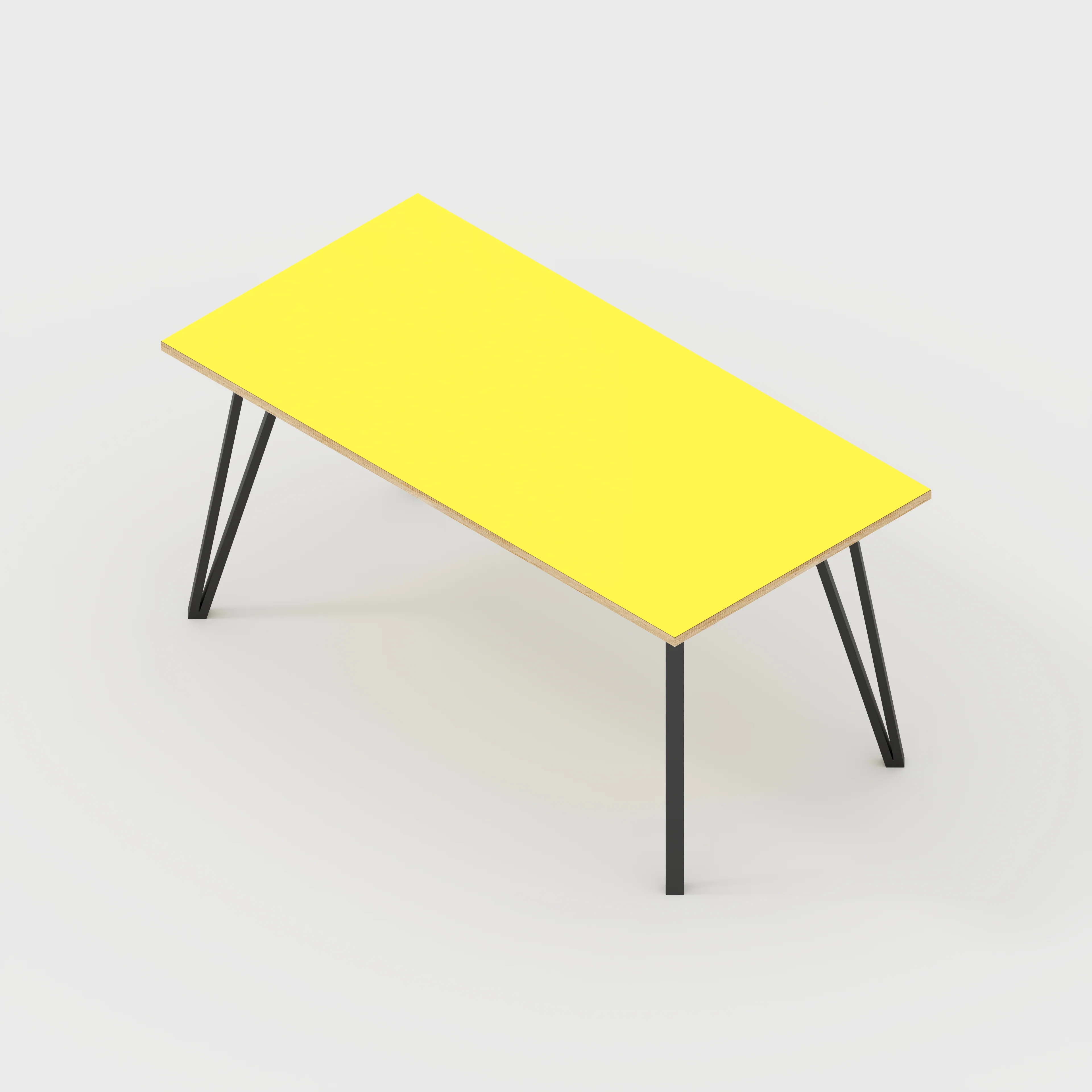 Plywood Table with Black Box Hairpin Legs - Formica Chrome Yellow - 1600(w) x 800(d) x 735(h) - Image 5