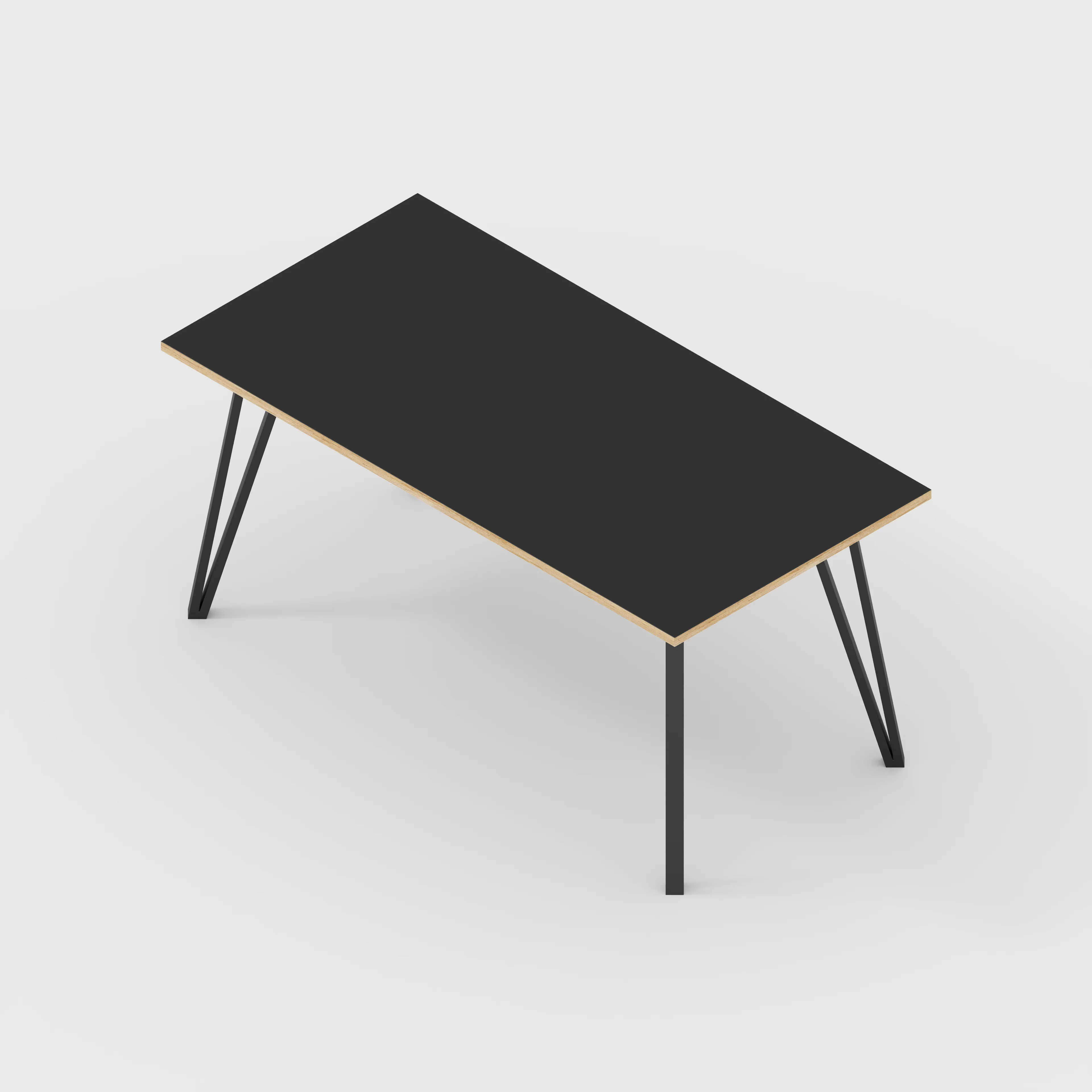 Plywood Table with Black Box Hairpin Legs - Formica Diamond Black - 1600(w) x 800(d) x 735(h) - Image 5