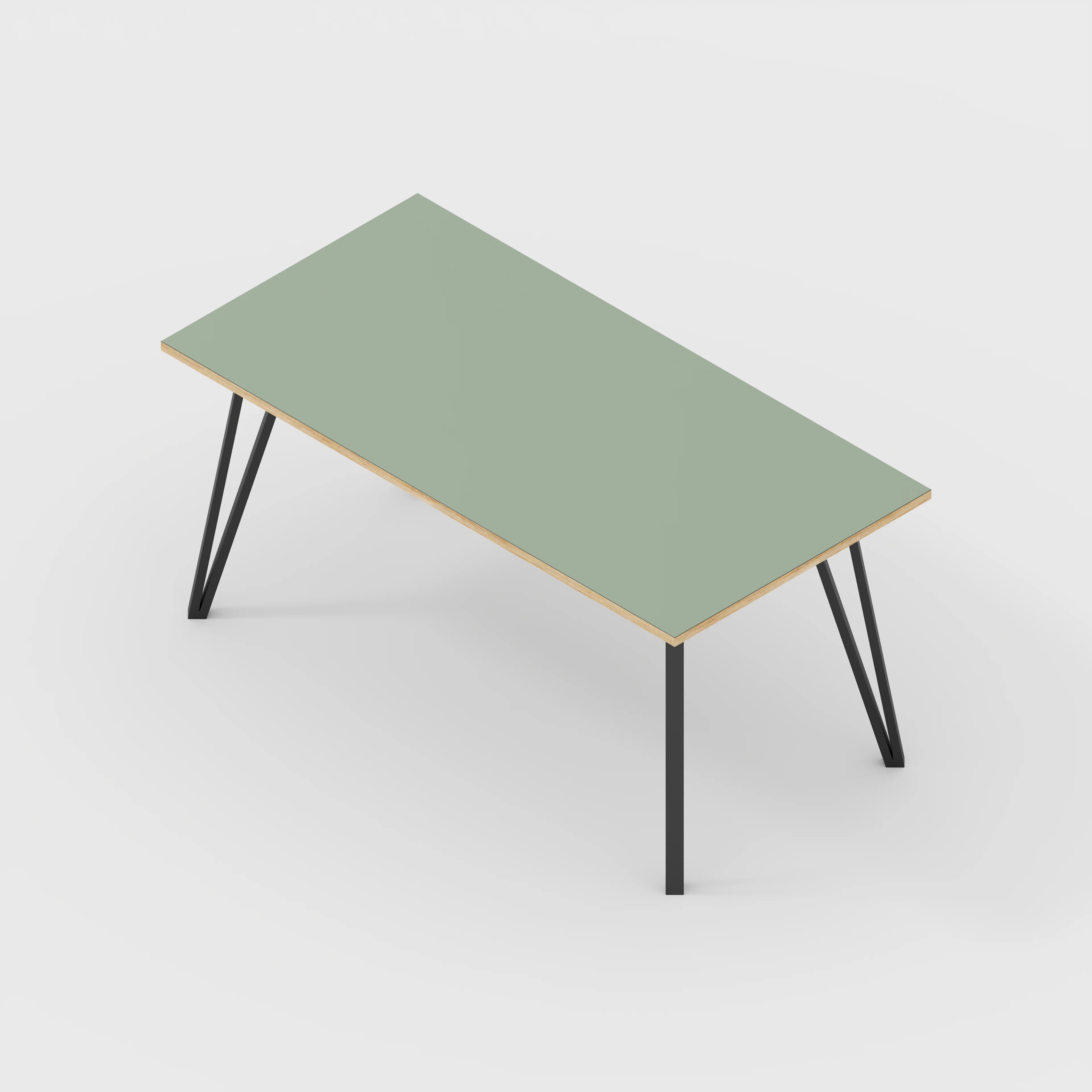 Plywood Table with Black Box Hairpin Legs - Formica Green Slate - 1600(w) x 800(d) x 735(h) - Image 5