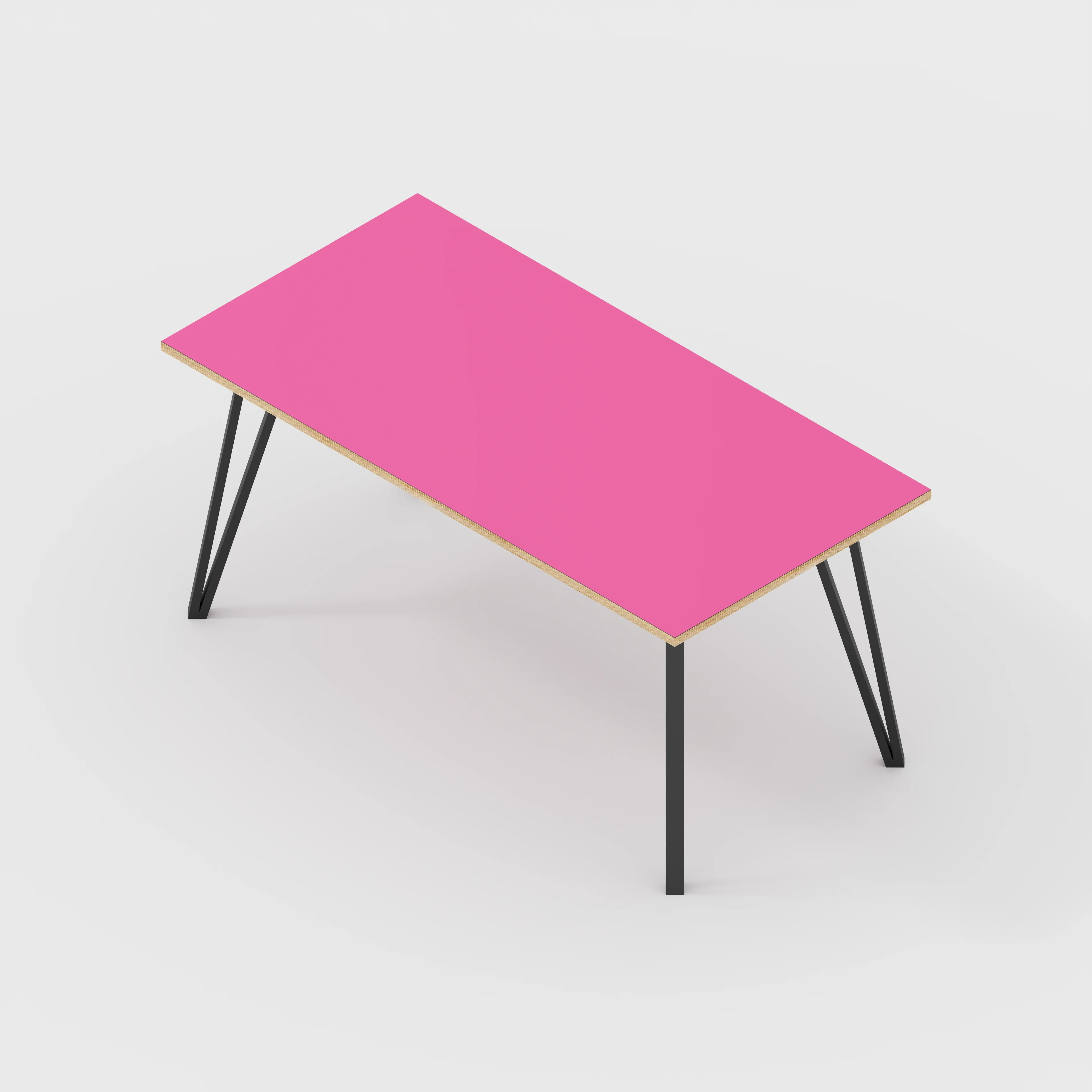 Plywood Table with Black Box Hairpin Legs - Formica Juicy Pink - 1600(w) x 800(d) x 735(h) - Image 5