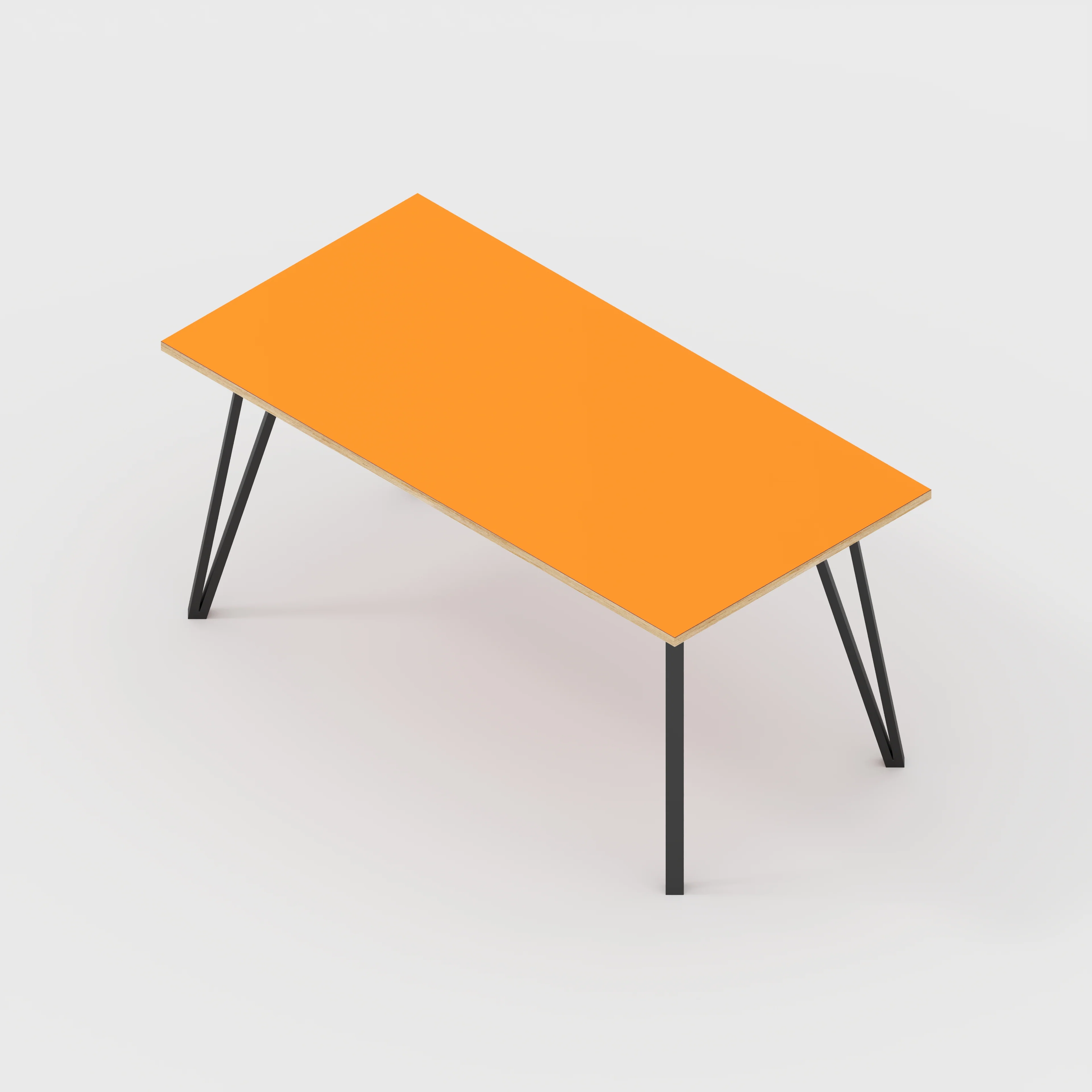 Plywood Table with Black Box Hairpin Legs - Formica Levante Orange - 1600(w) x 800(d) x 735(h) - Image 5