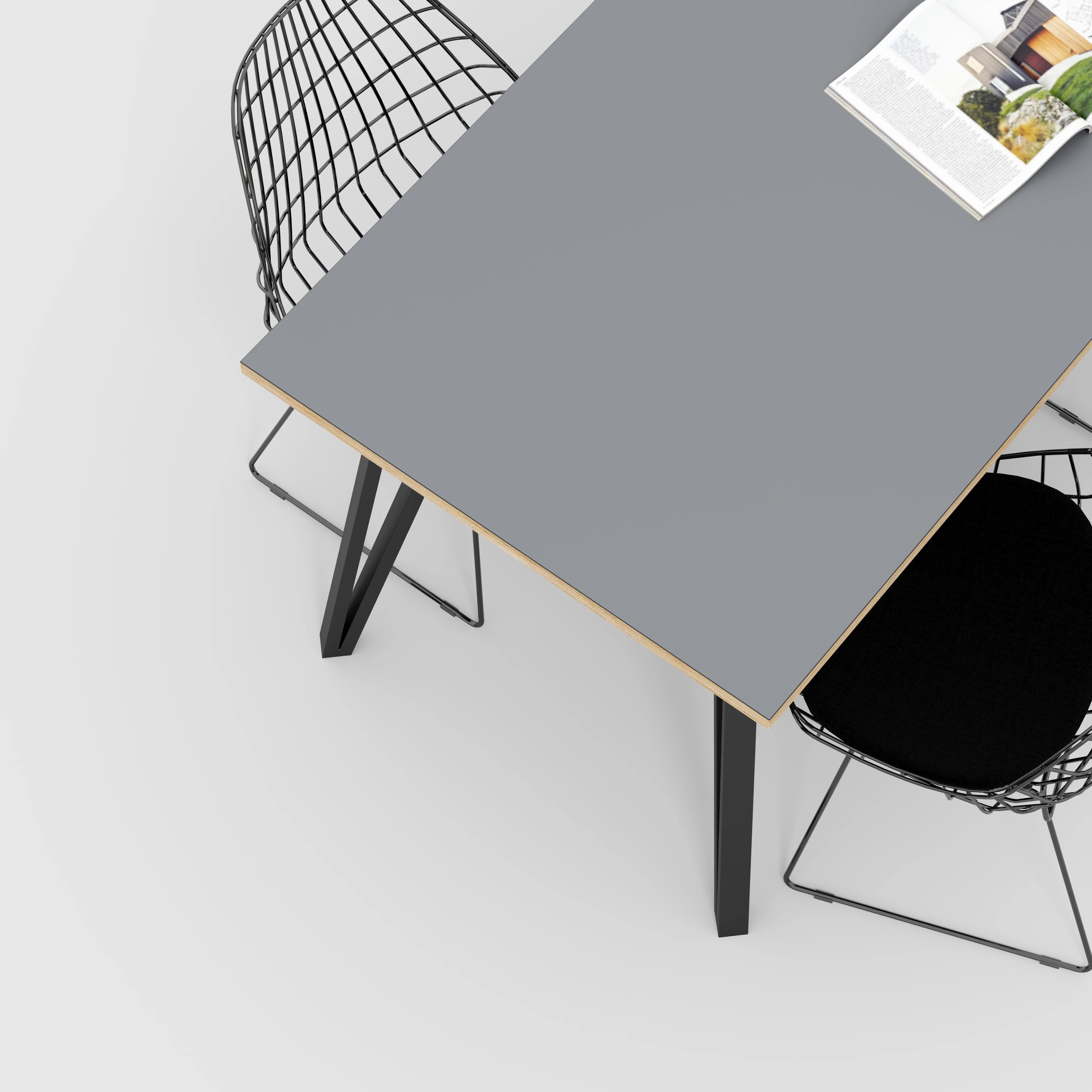 Plywood Table with Black Box Hairpin Legs - Formica Tornado Grey - 1600(w) x 800(d) x 735(h) - Image 3