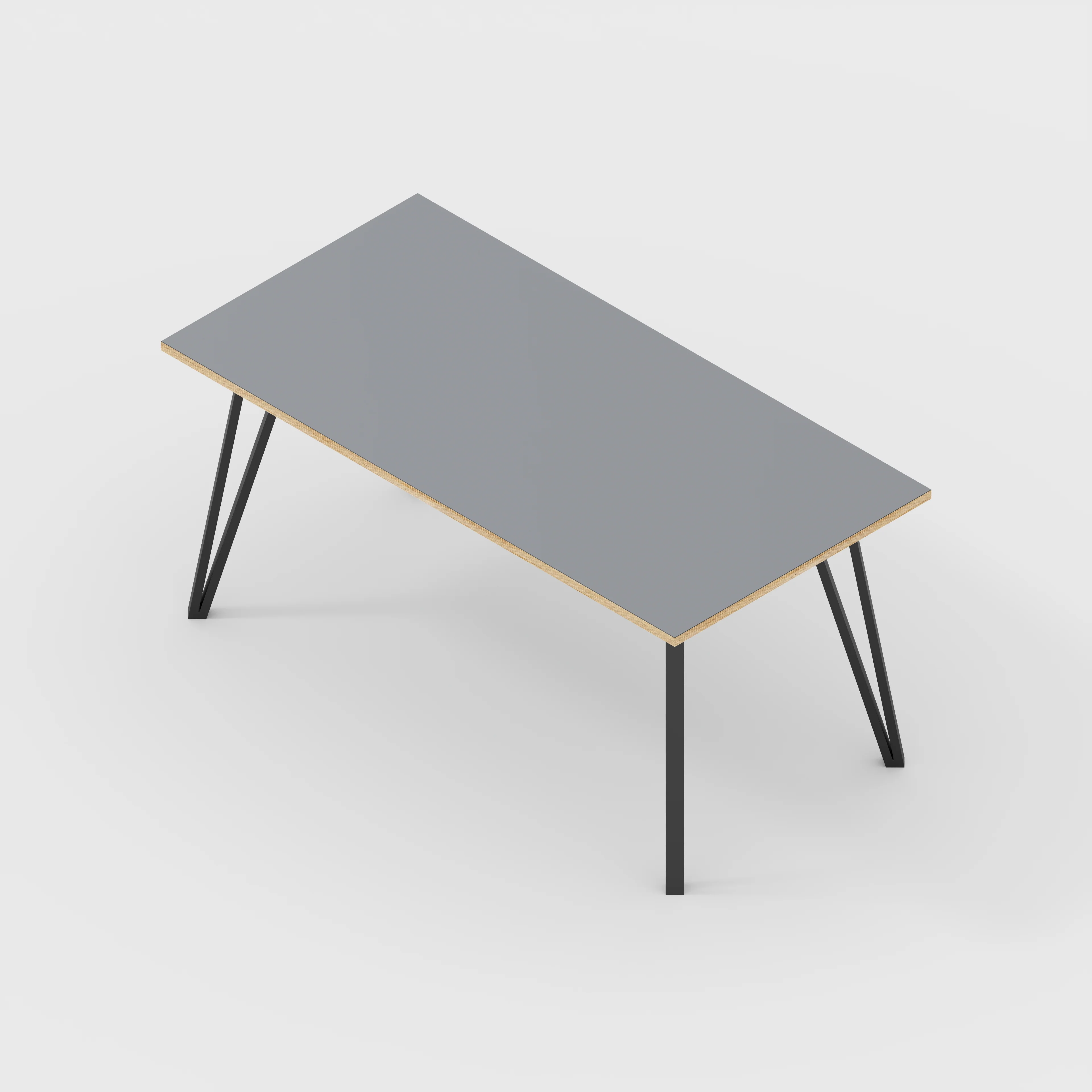 Plywood Table with Black Box Hairpin Legs - Formica Tornado Grey - 1600(w) x 800(d) x 735(h) - Image 5