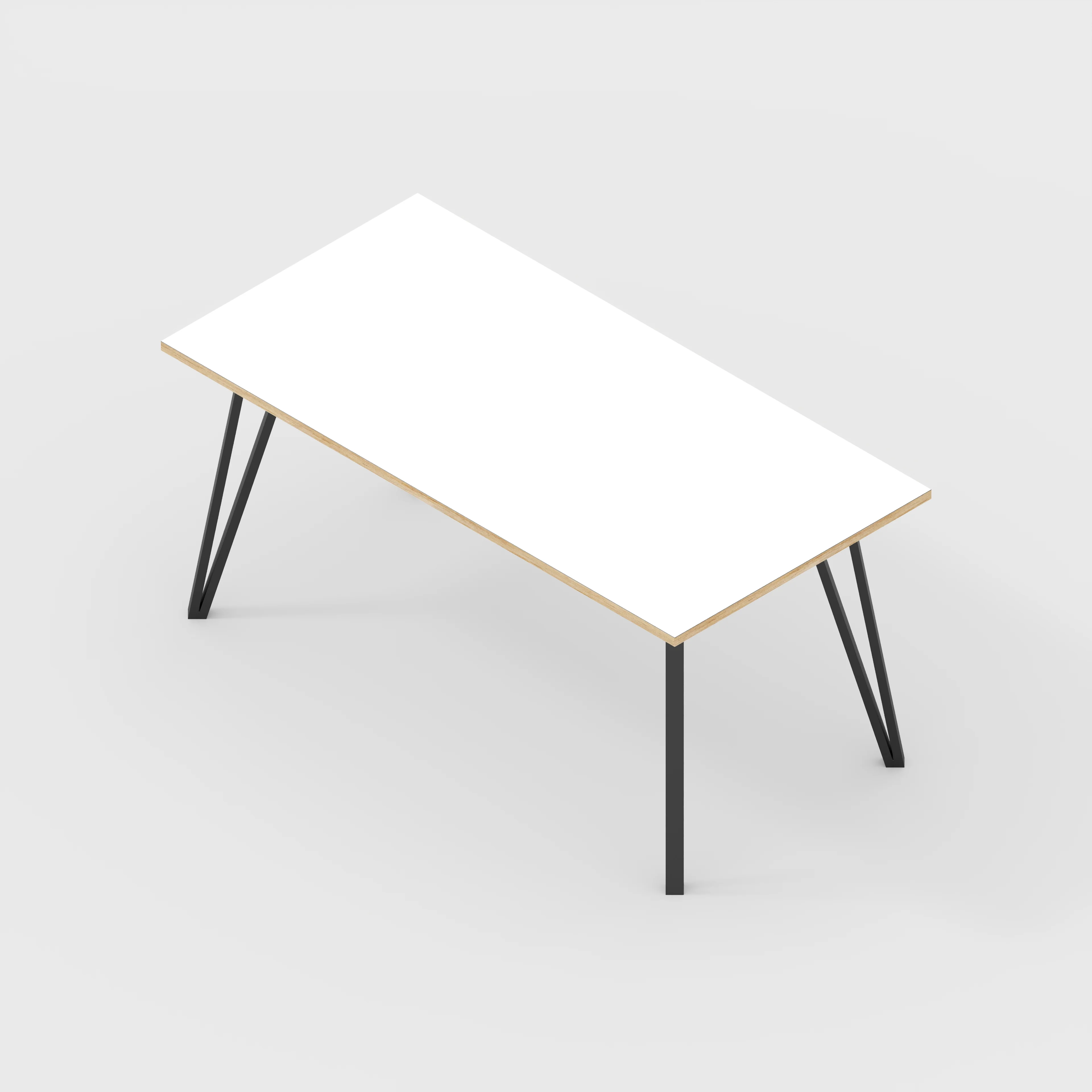 Plywood Table with Black Box Hairpin Legs - Formica White - 1600(w) x 800(d) x 735(h) - Image 5