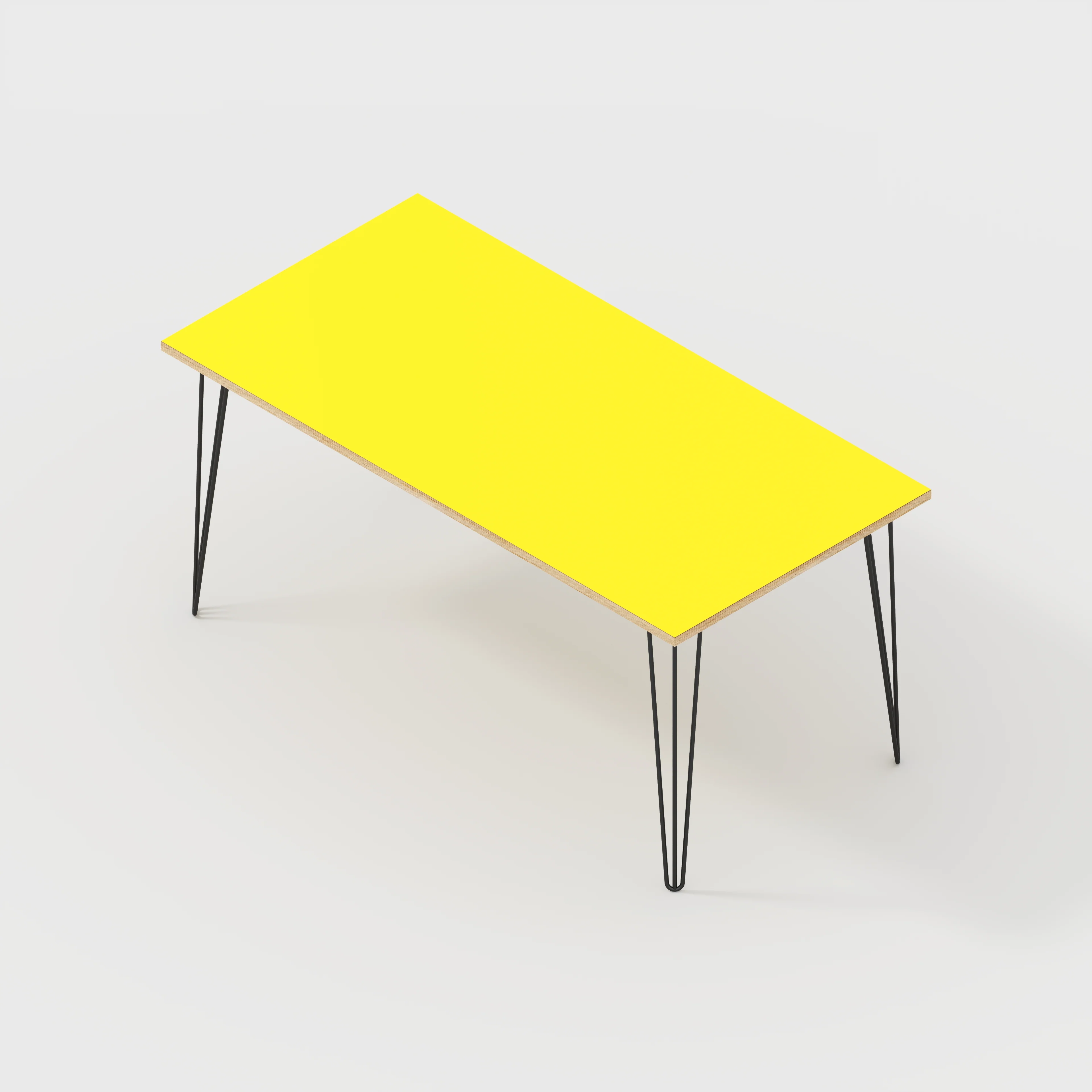 Plywood Table with Black Hairpin Legs - Formica Chrome Yellow - 1600(w) x 800(d) - Image 5