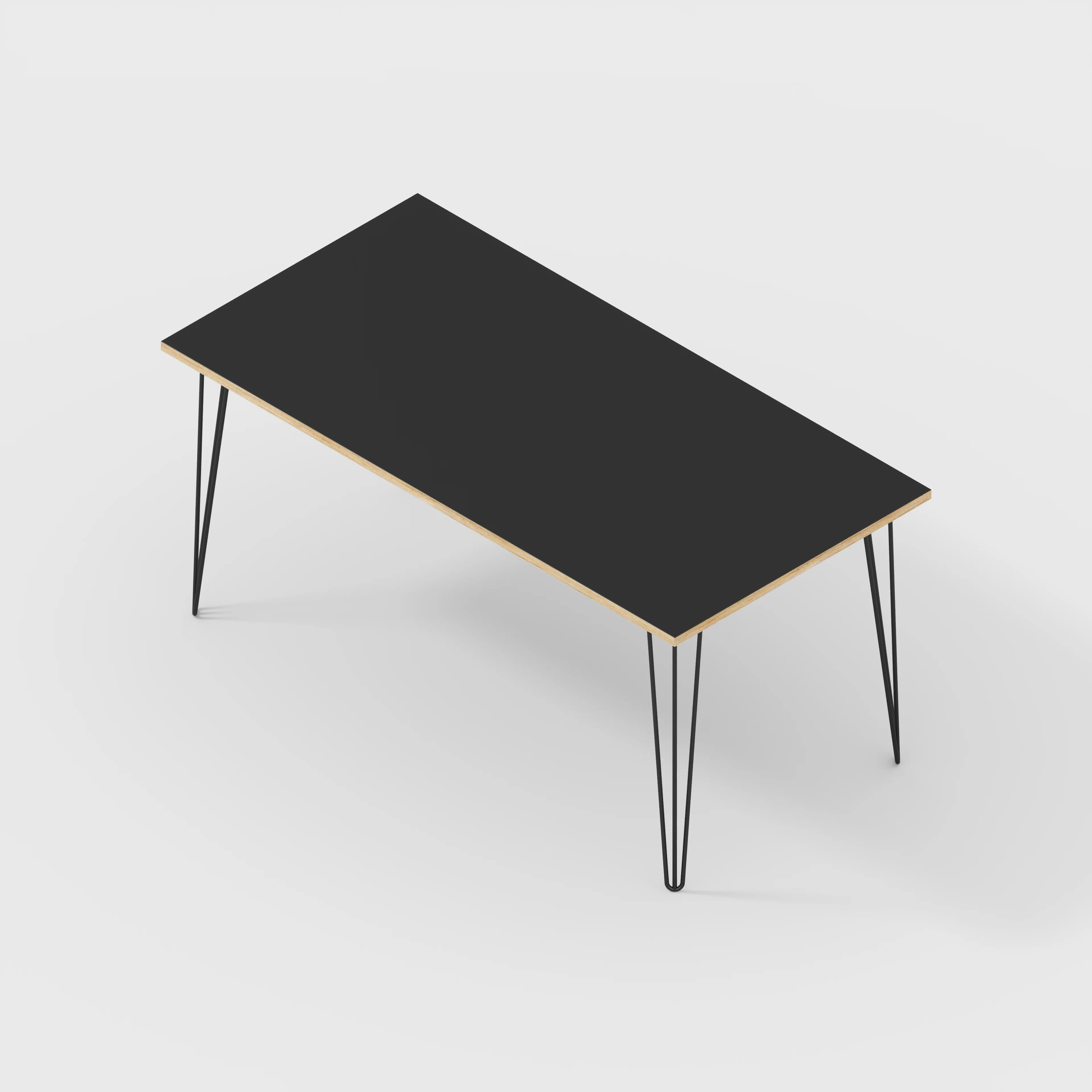 Plywood Table with Black Hairpin Legs - Formica Diamond Black - 1600(w) x 800(d) - Image 5