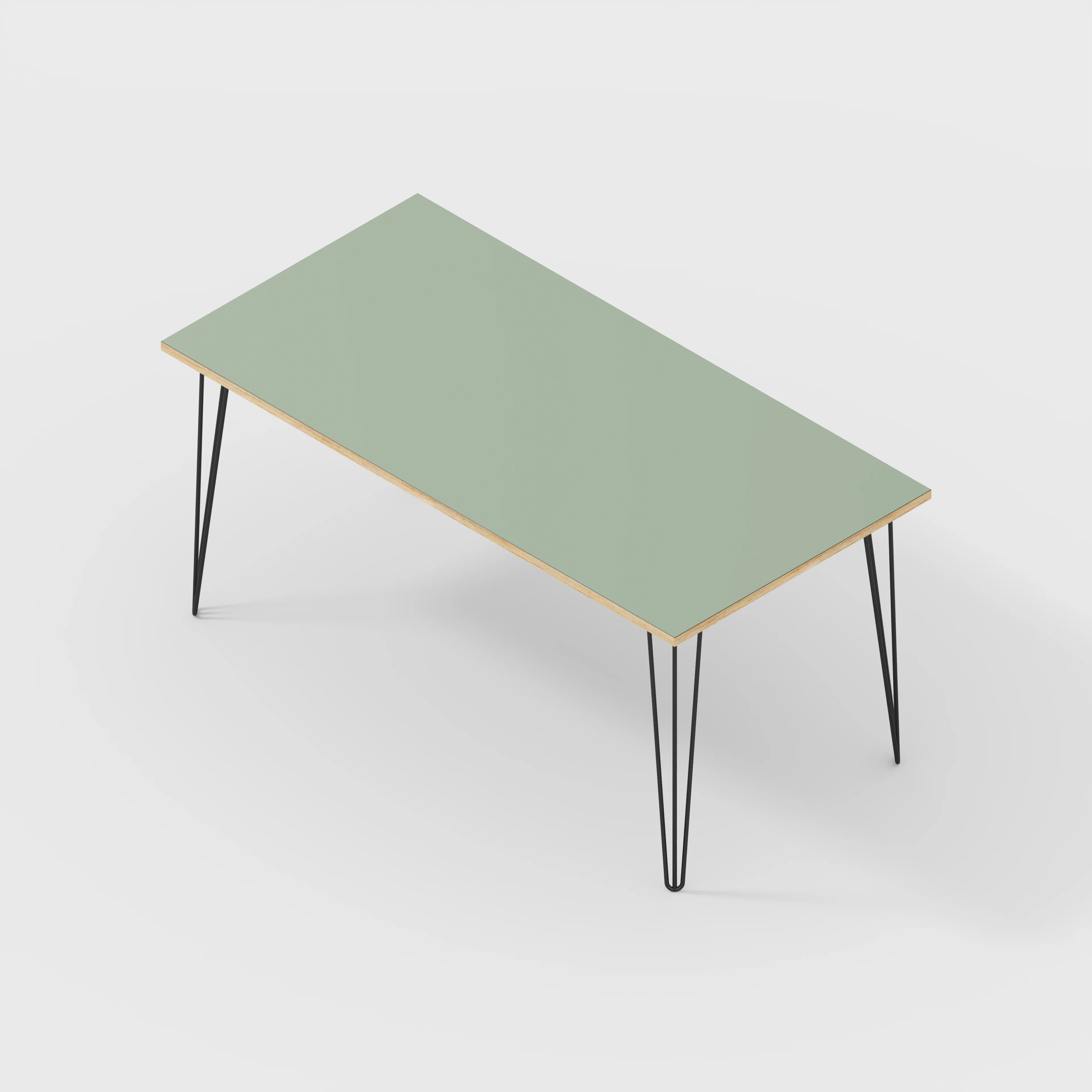 Plywood Table with Black Hairpin Legs - Formica Green Slate - 1600(w) x 800(d) - Image 5